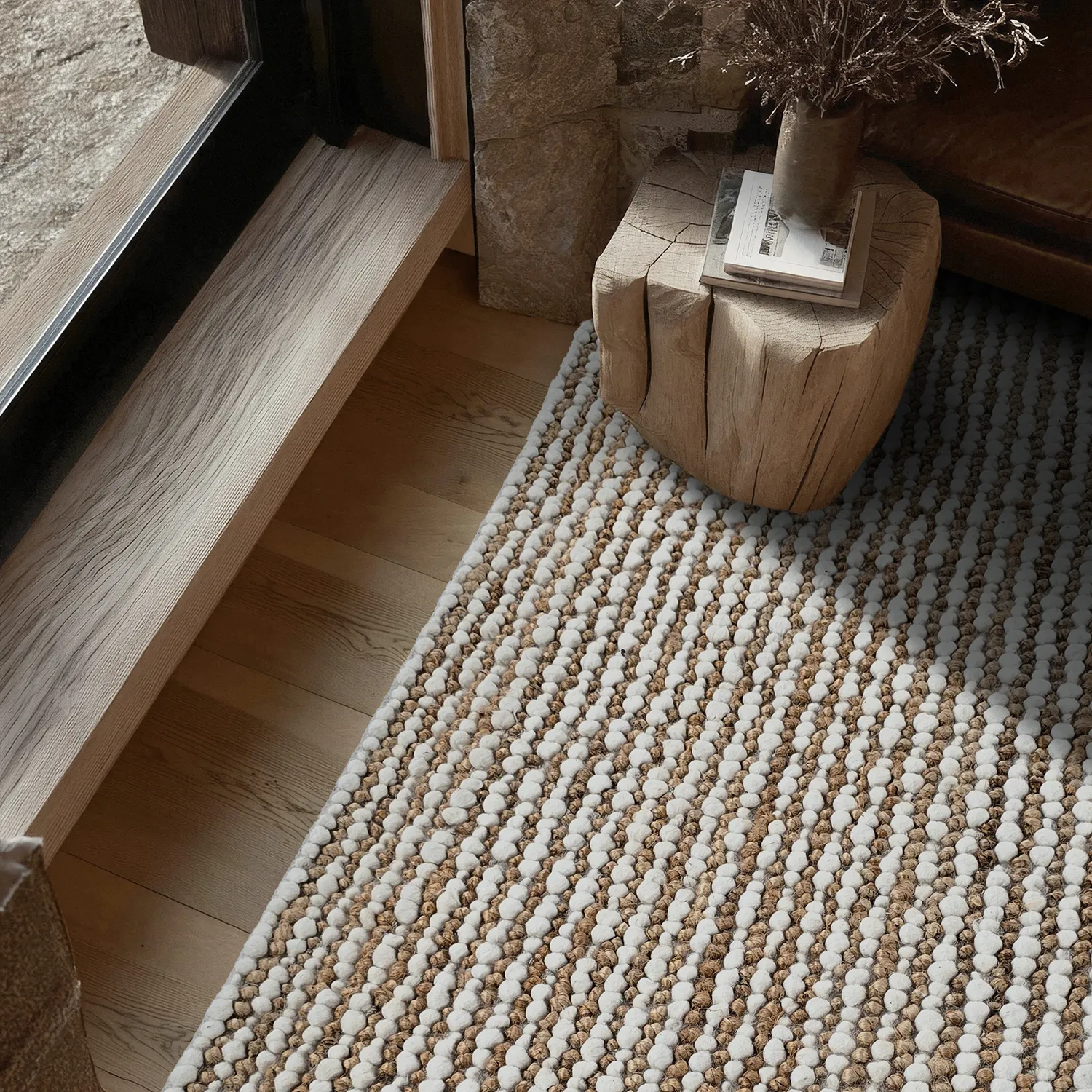 Dywany z juty - Bally Jute/wool Bubble (natura/biały)