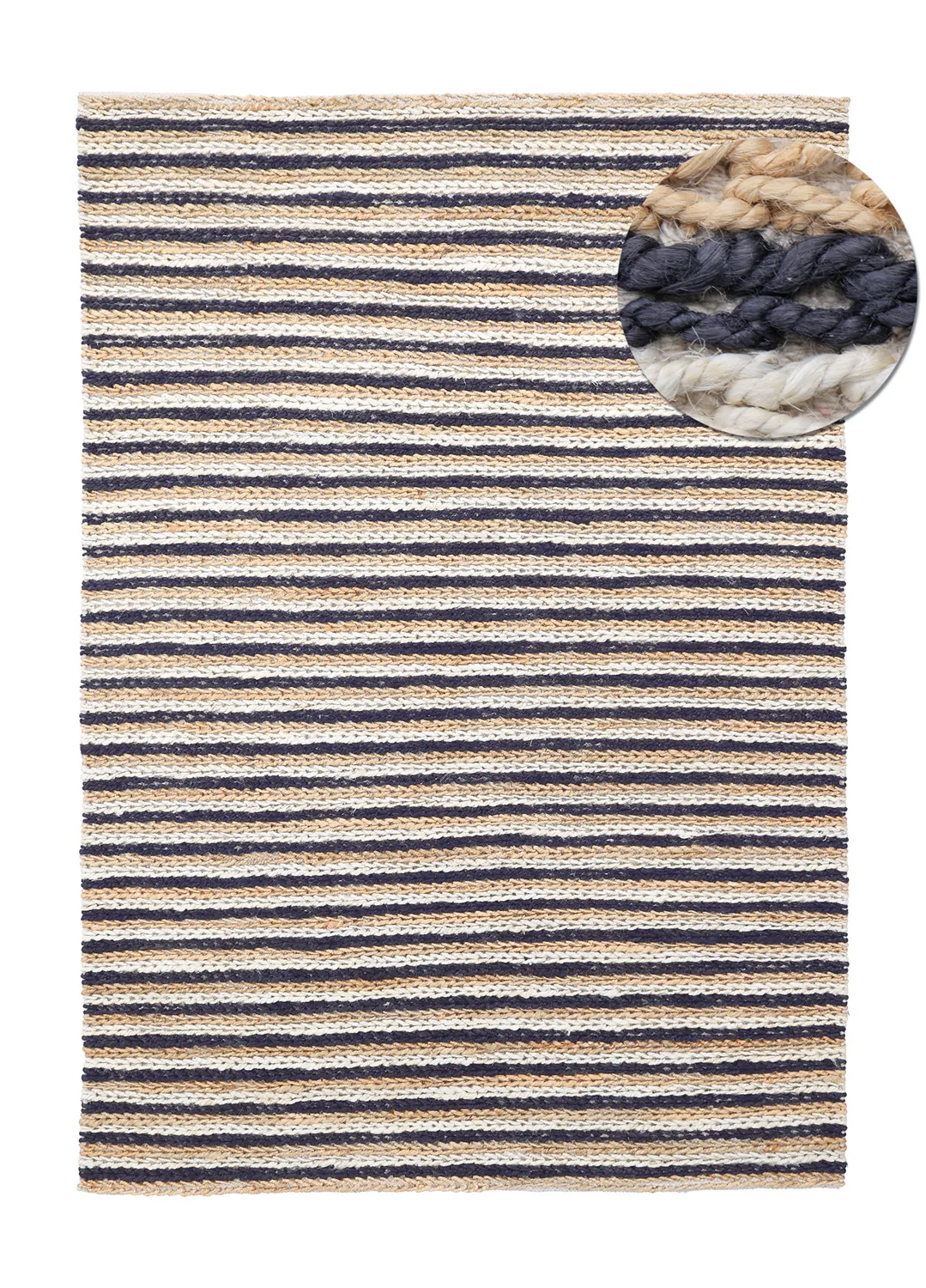 Dywany z juty - Howrah Braided Jute (naturalny/biały/czarny)