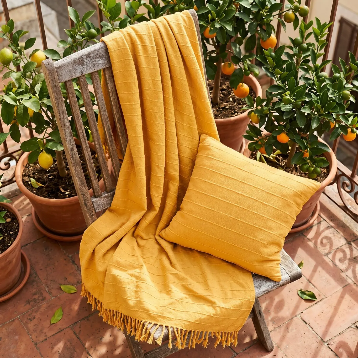 Koce - Nalani cotton throw (pomarańczowy)