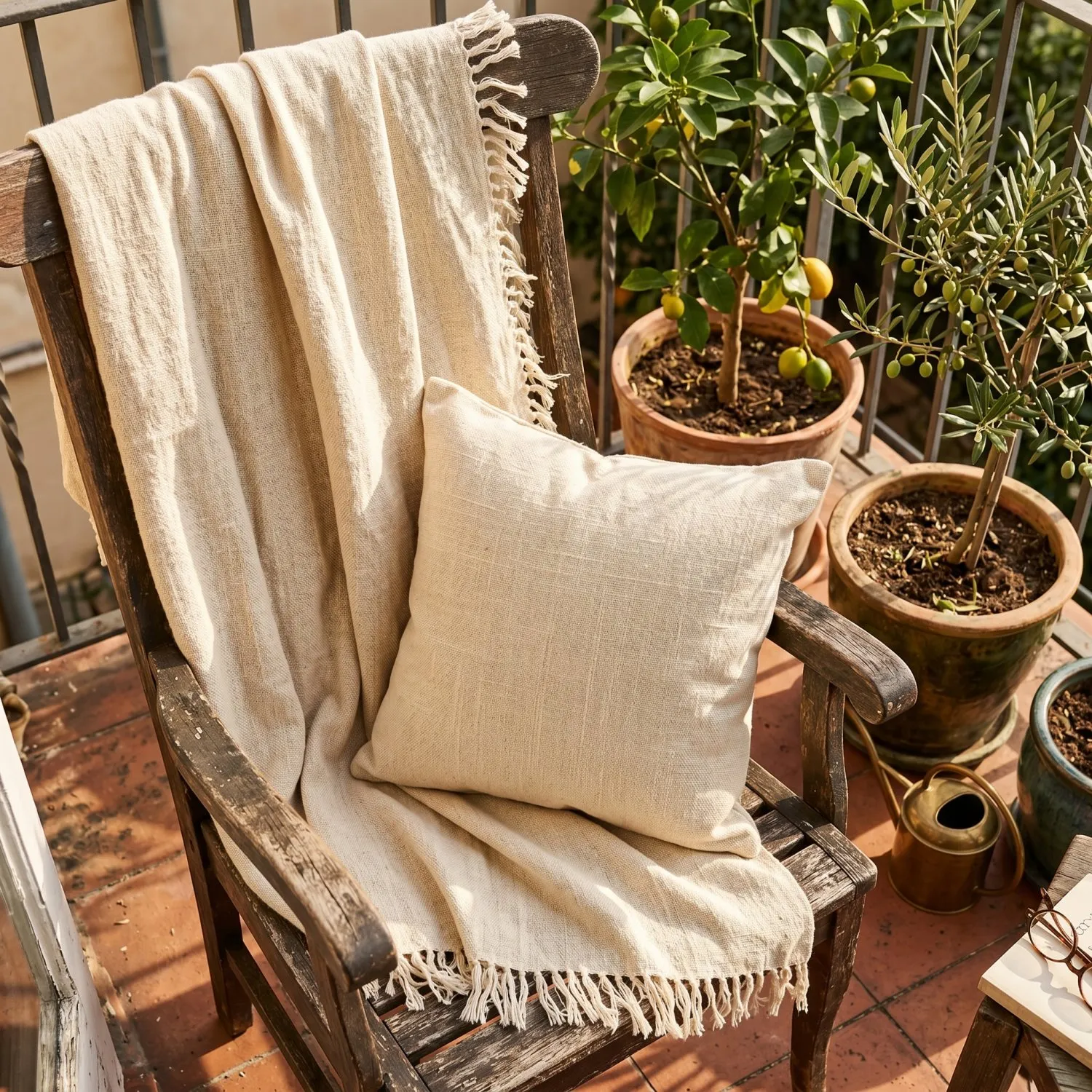 Poszewka na poduszke - Veya cotton cushion cover (krem)