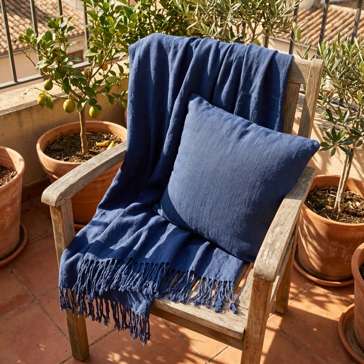 Poszewka na poduszke - Veya cotton cushion cover (granatowy)