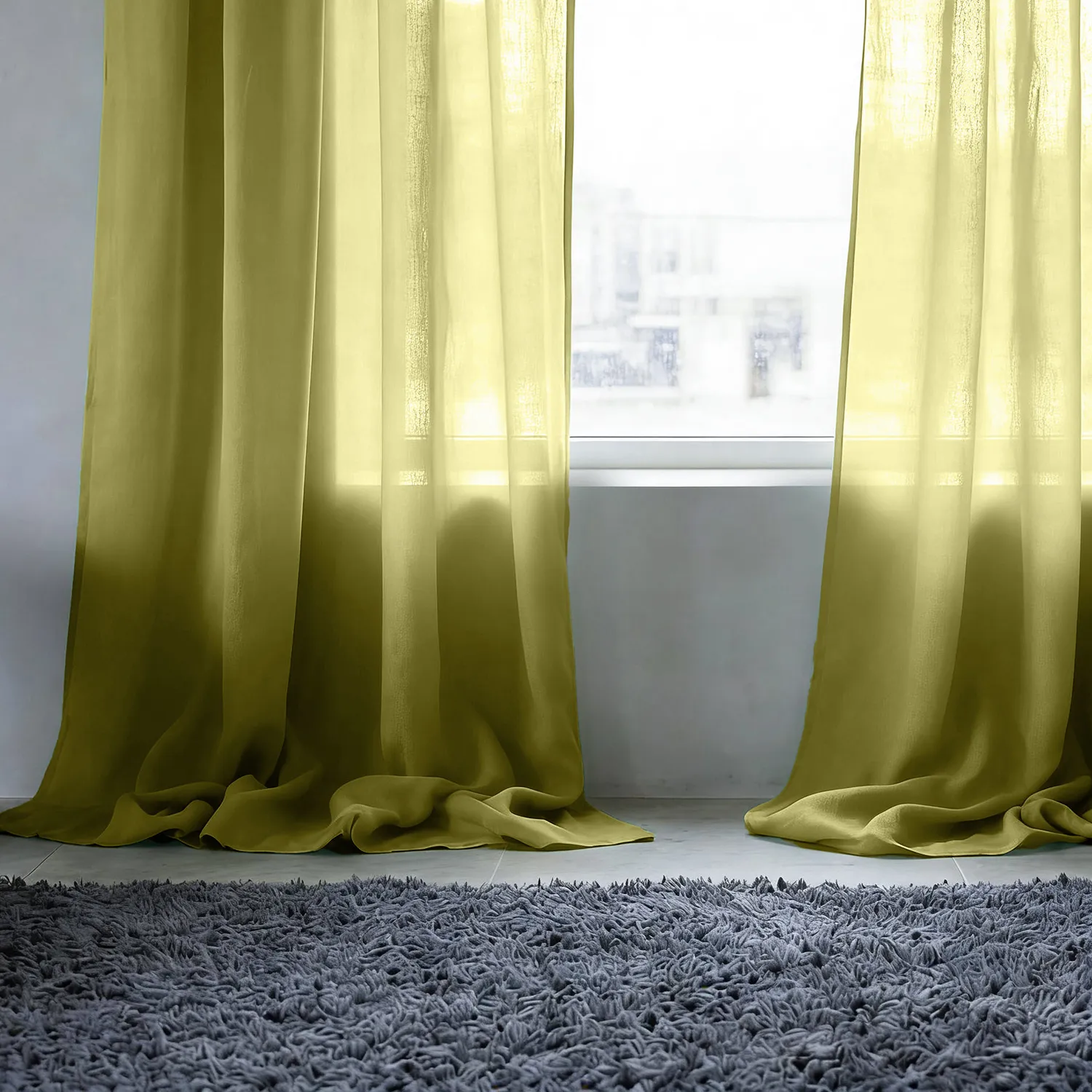 Zasłony 2-pak - Zasłona z mieszanki lnu Lumira (zielony)