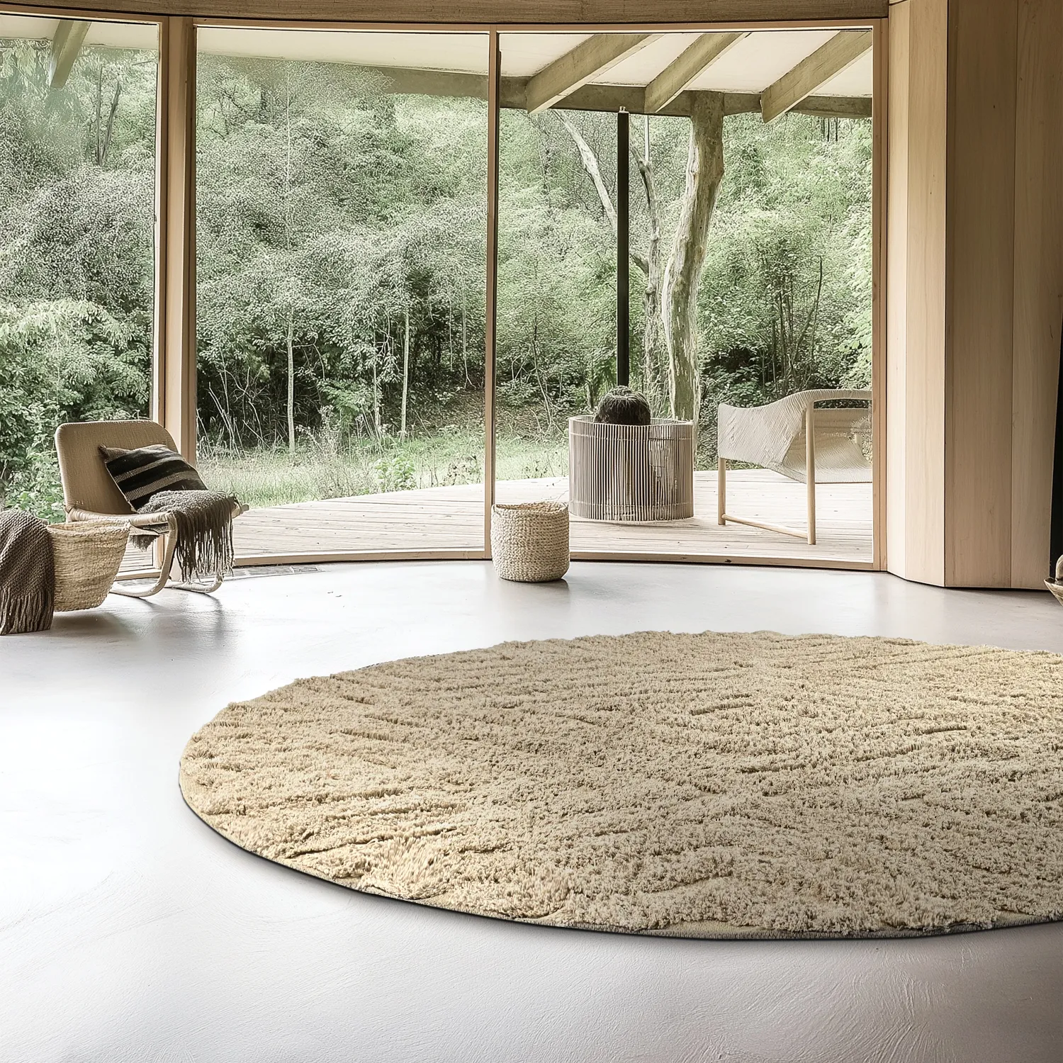 Okrągły dywan - Amberley Natural Cotton Shaggy (beżowy)