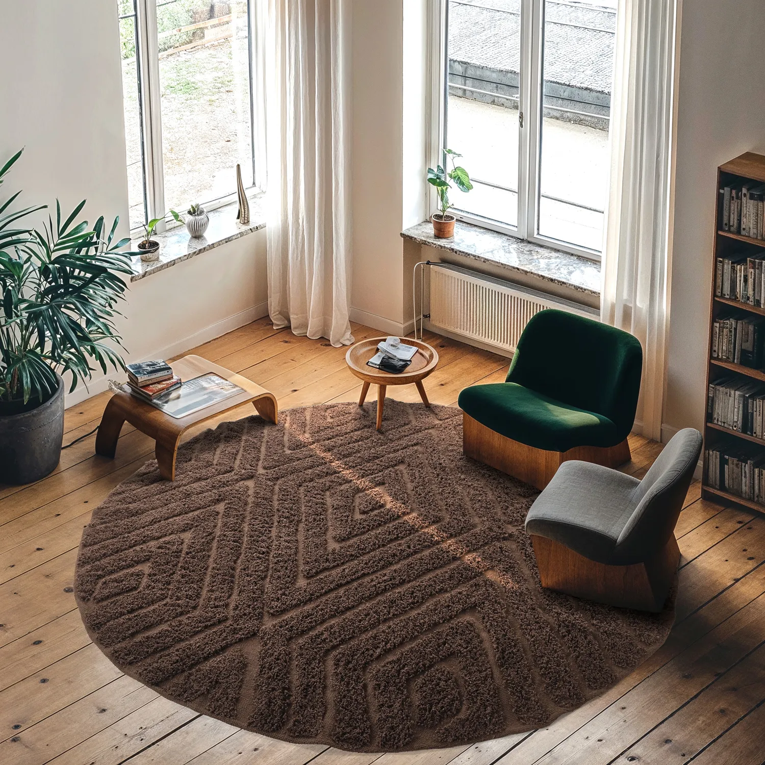 Okrągły dywan - Amberley Natural Cotton Shaggy (brązowy)