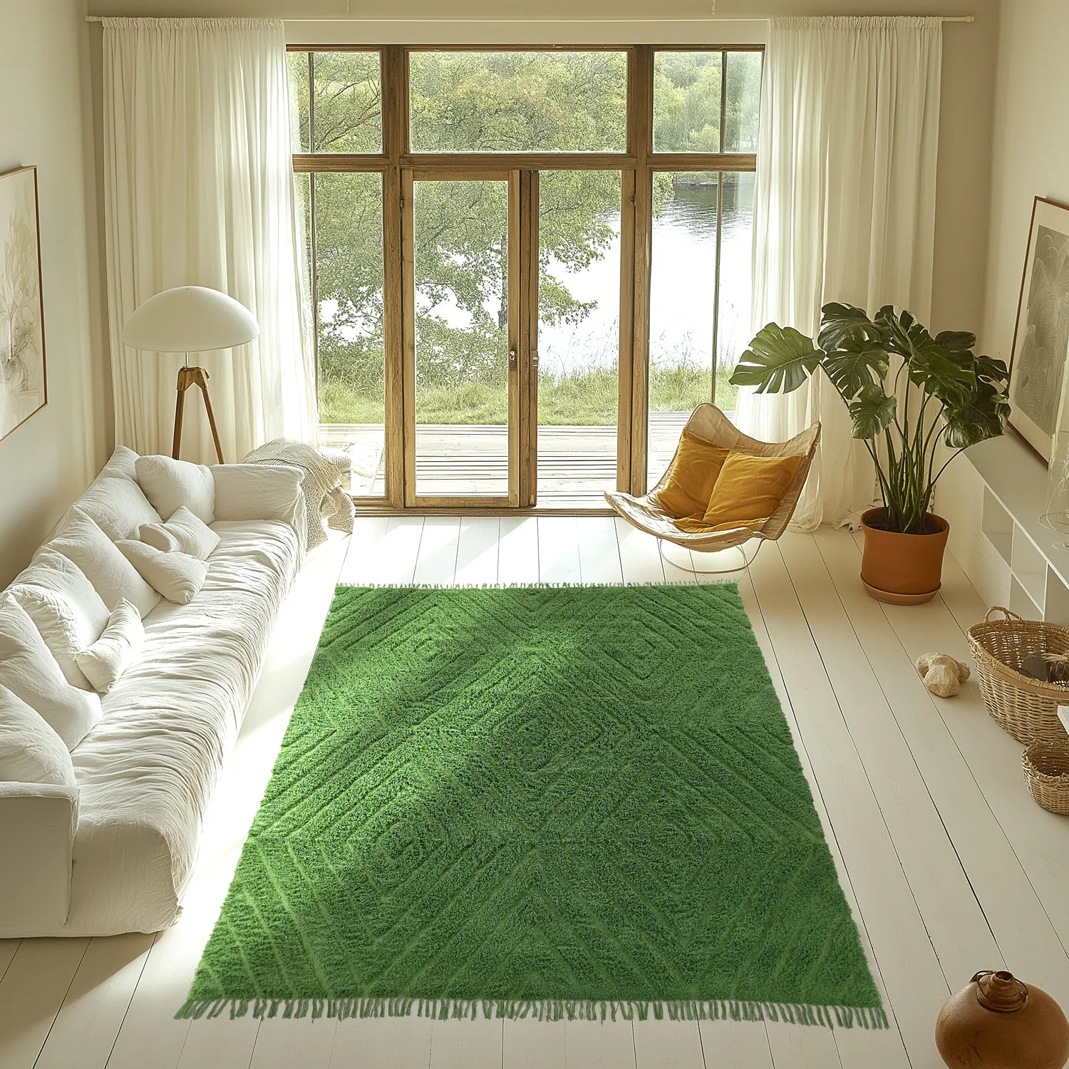 Dywany shaggy - Amberley Natural Cotton Shaggy (zielony)