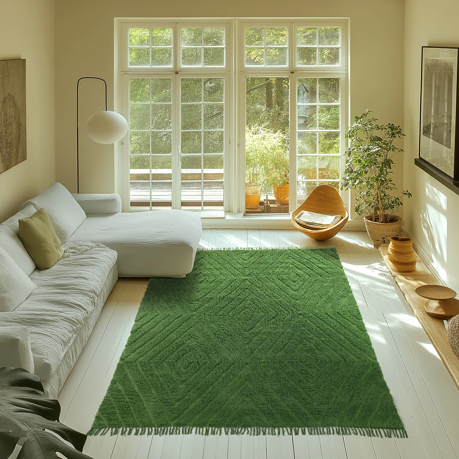 Dywany shaggy - Amberley Natural Cotton Shaggy (zielony)