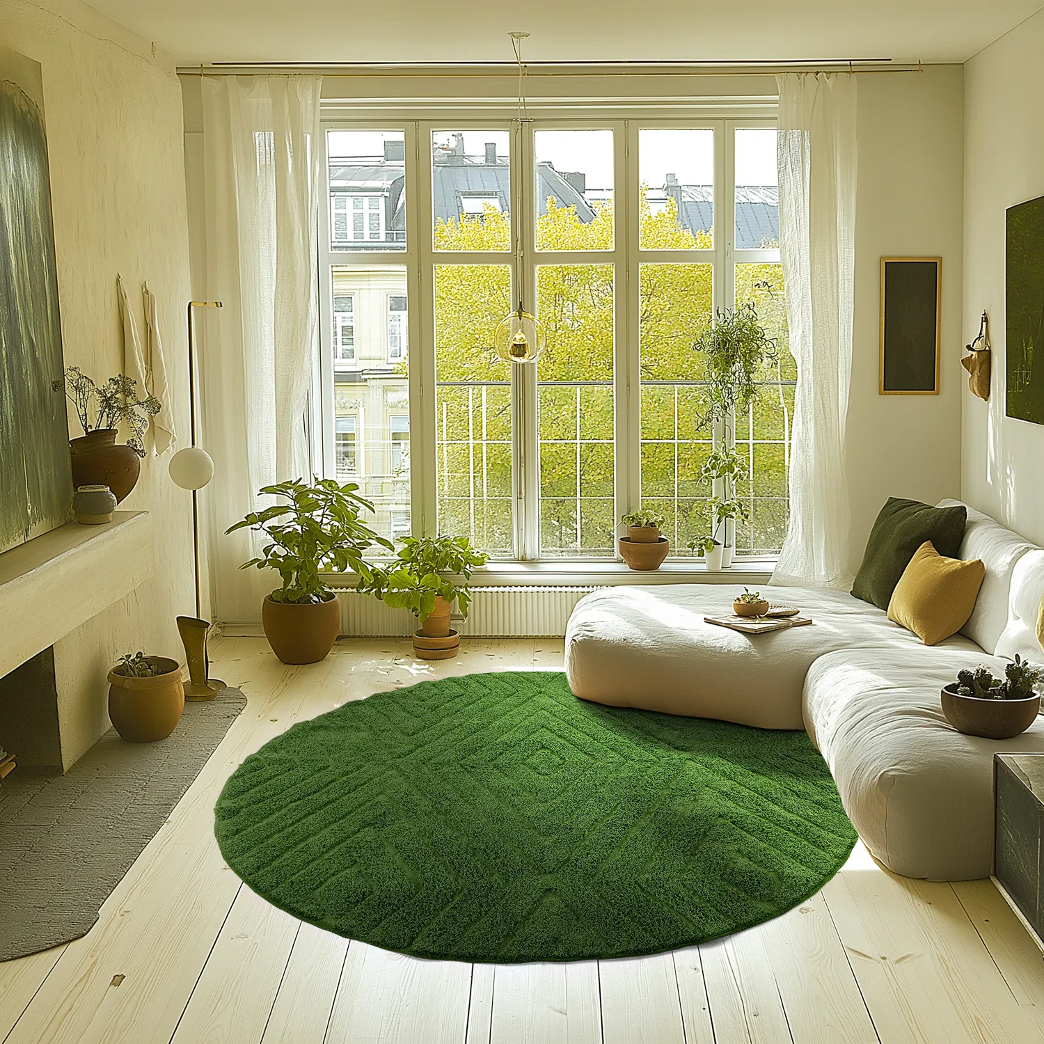 Okrągły dywan - Amberley Natural Cotton Shaggy (zielony)