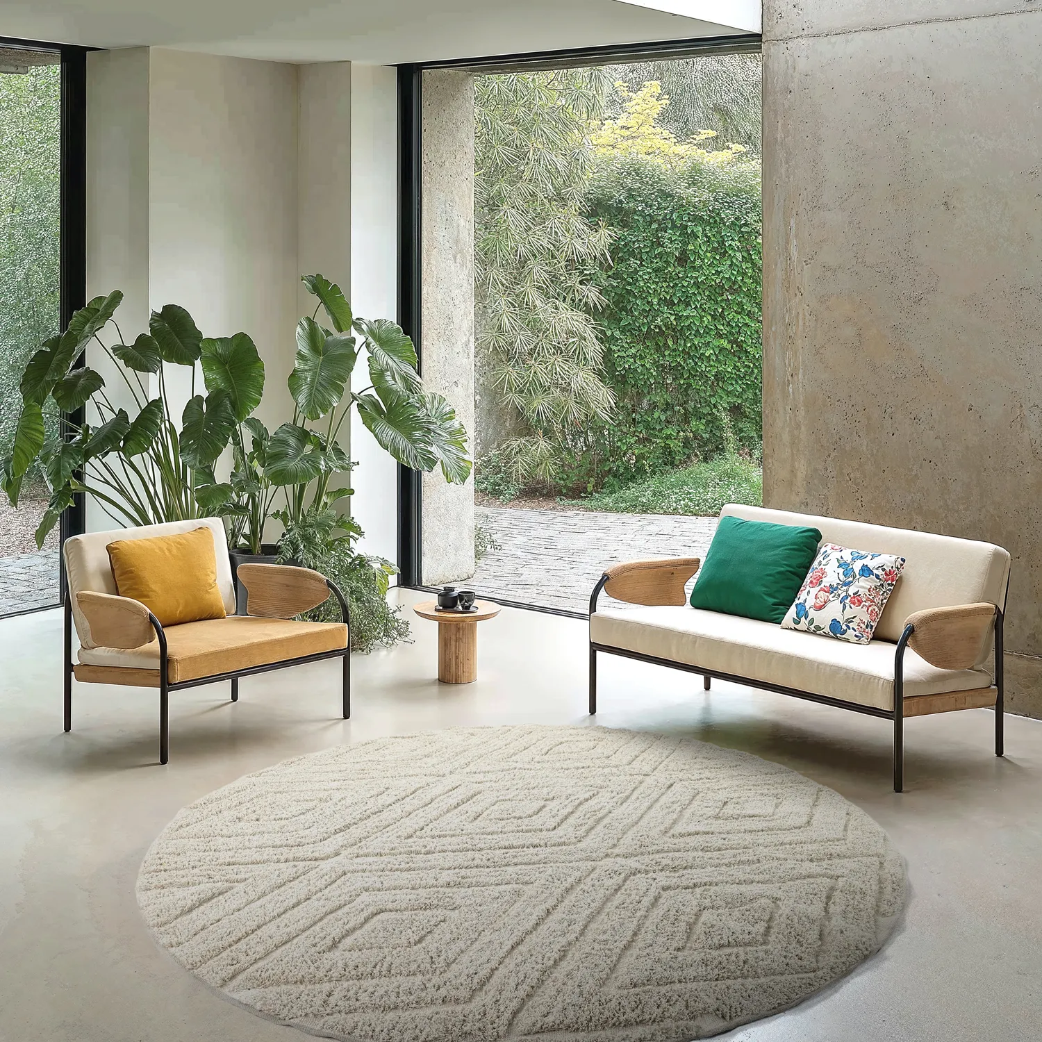 Okrągły dywan - Amberley Natural Cotton Shaggy (białawy)