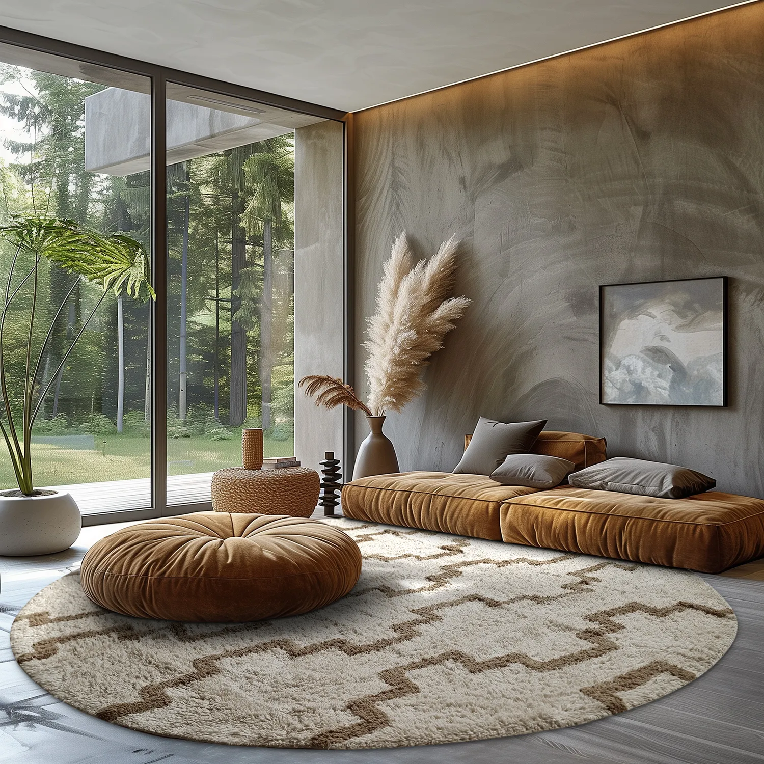 Okrągły dywan - Arlon Natural Cotton Shaggy (beżowy)