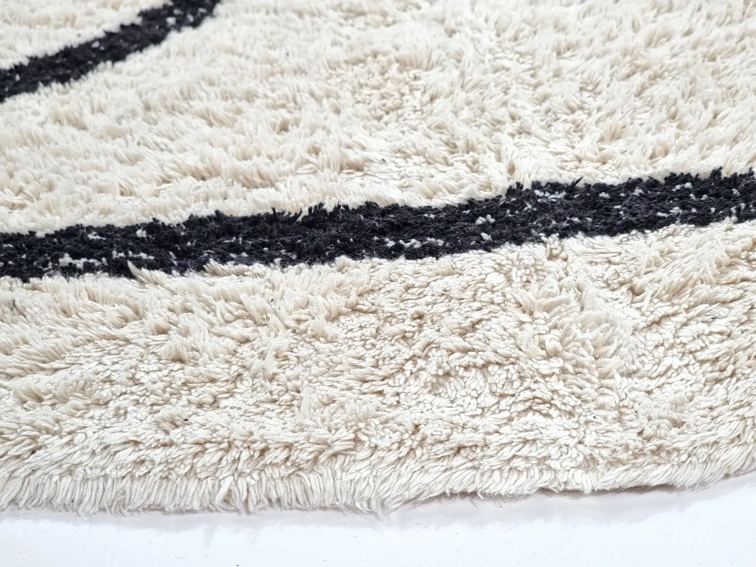 Okrągły dywan - Bavello Natural Cotton Shaggy (offwhite/czarny)