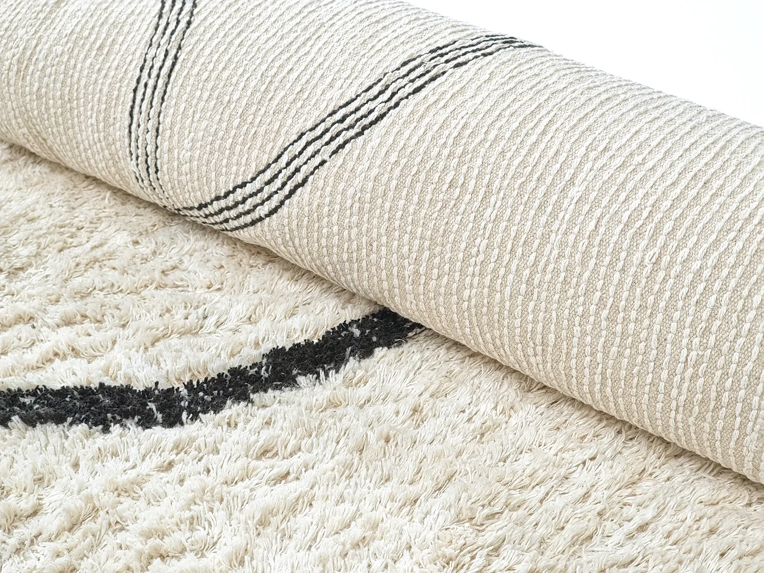 Dywany shaggy - Bavello Natural Cotton Shaggy (offwhite/czarny)