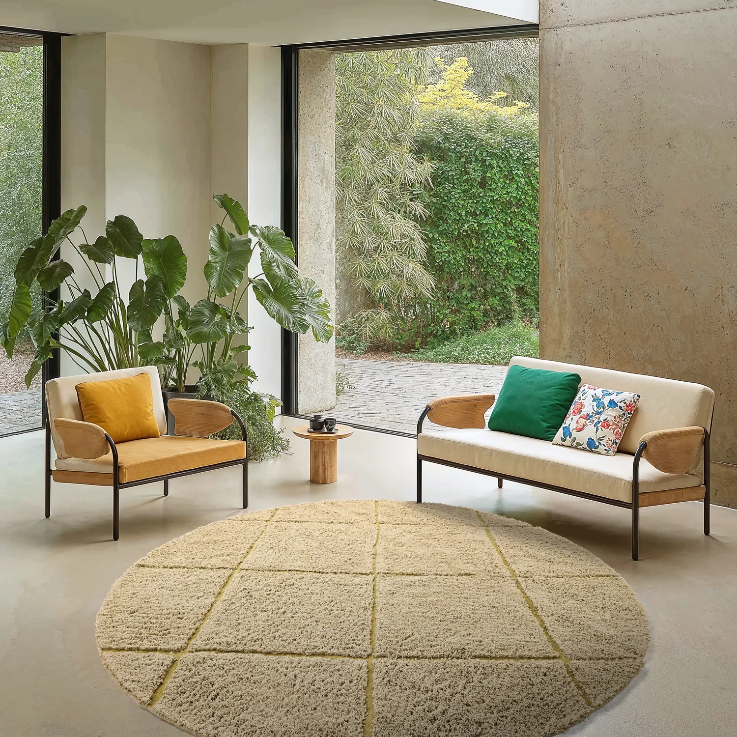 Okrągły dywan - Bellevue Natural Cotton Shaggy (beż/brąz)