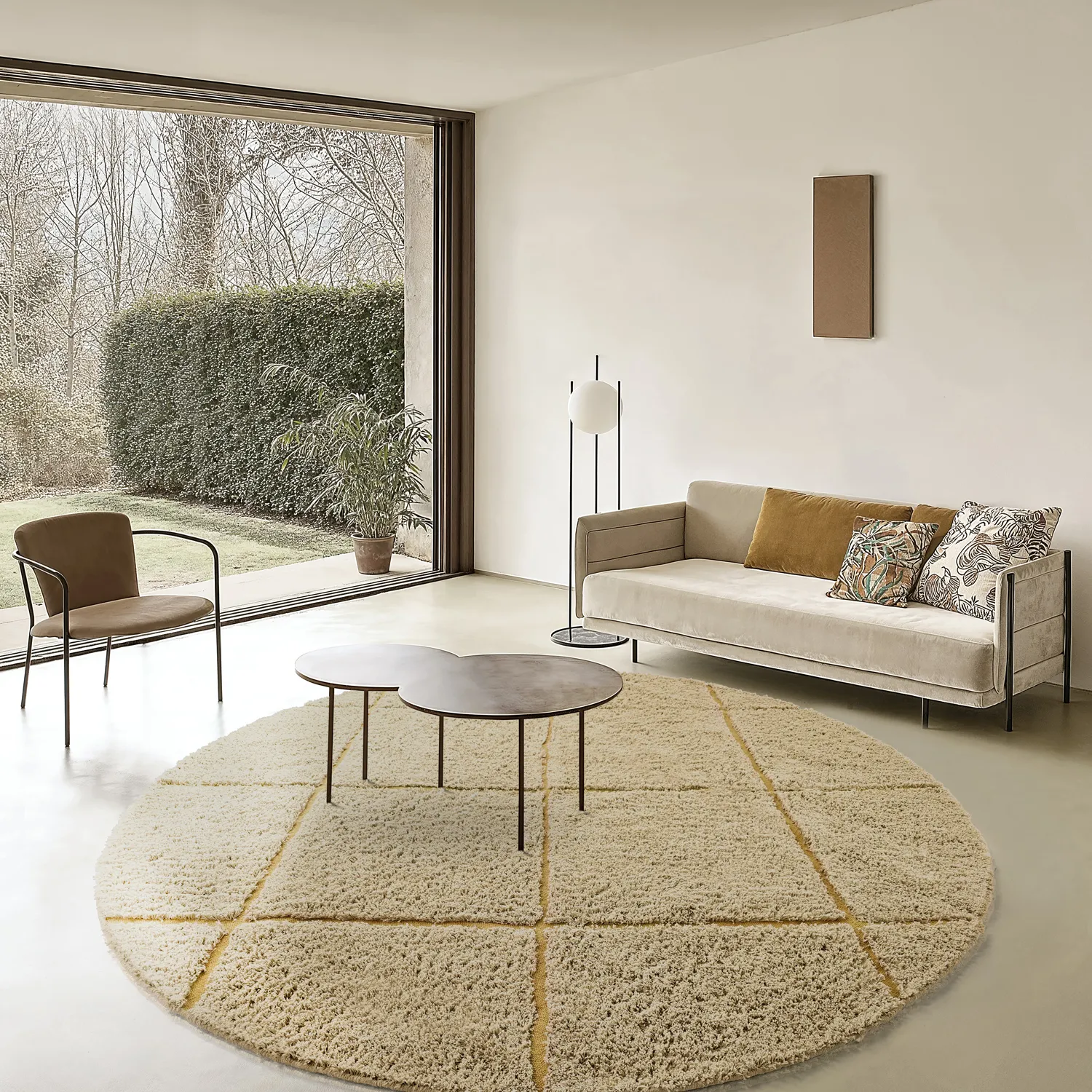 Okrągły dywan - Bellevue Natural Cotton Shaggy (beż/brąz)