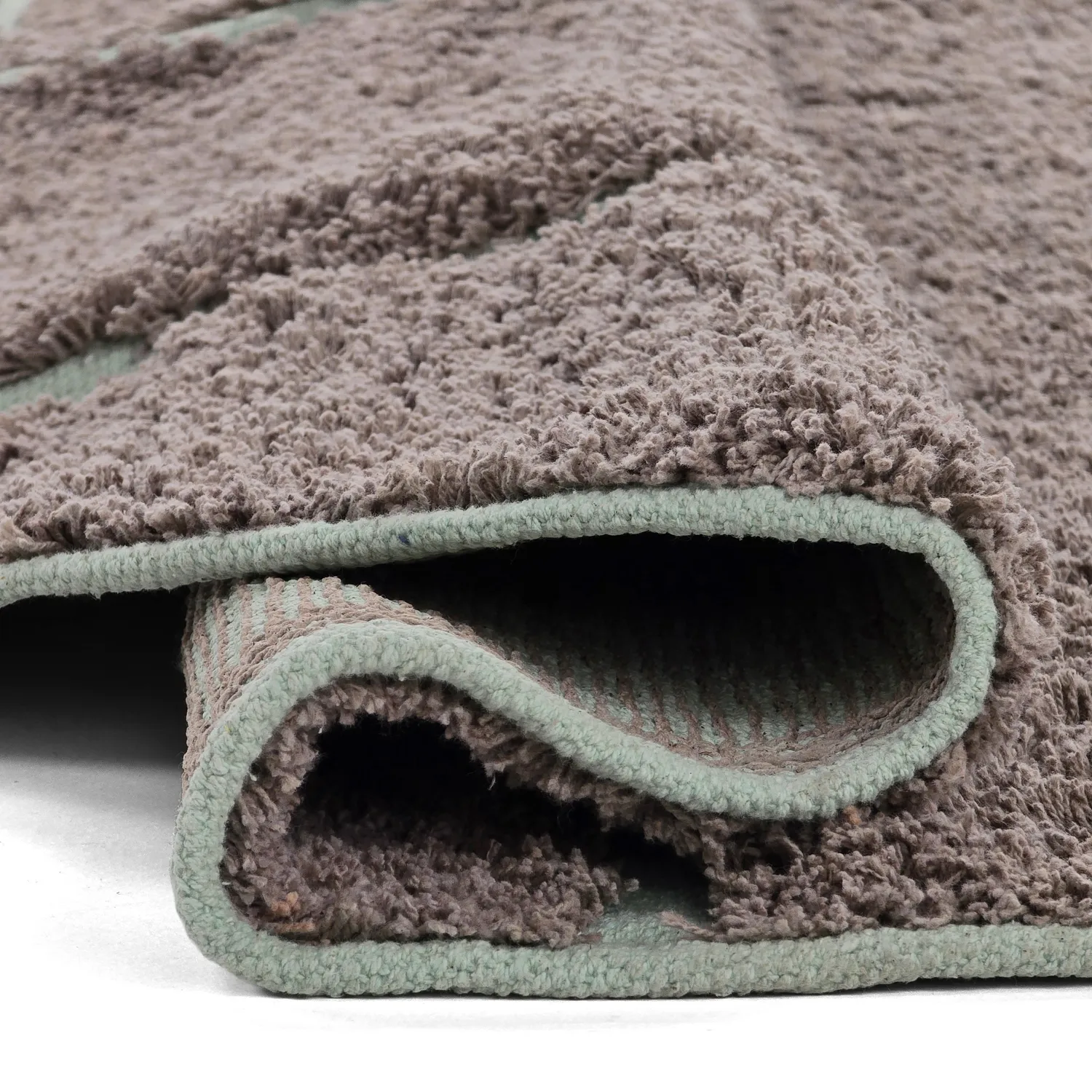 Okrągły dywan - Bellevue Natural Cotton Shaggy (ciemnoszary/zielony)