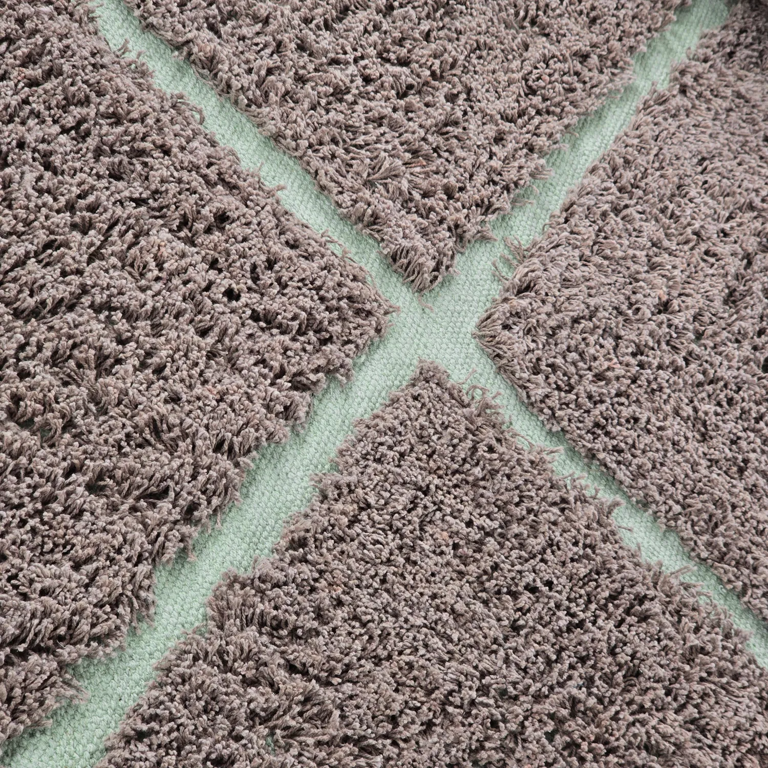 Okrągły dywan - Bellevue Natural Cotton Shaggy (ciemnoszary/zielony)