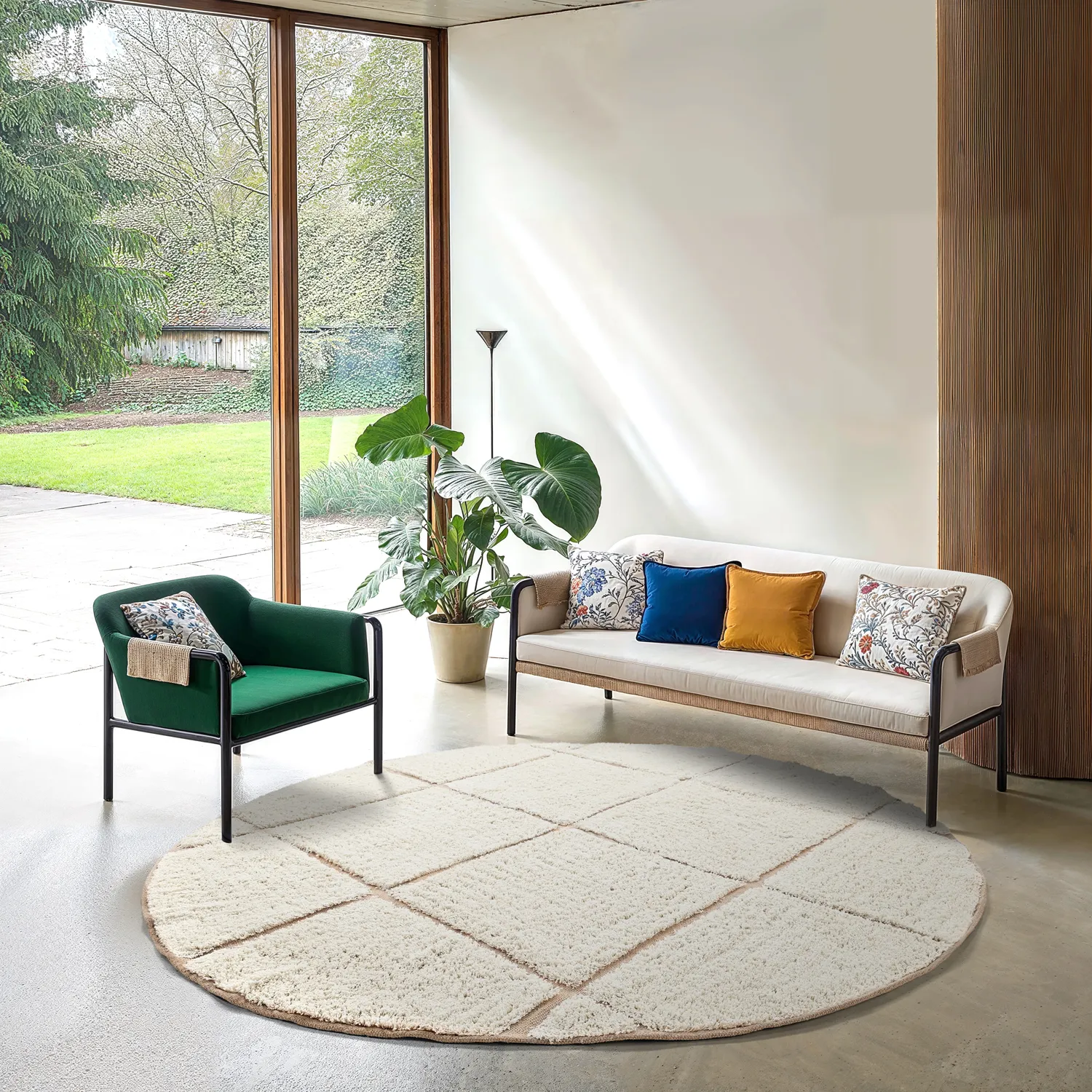 Okrągły dywan - Bellevue Natural Cotton Shaggy (złamana biel/beż)