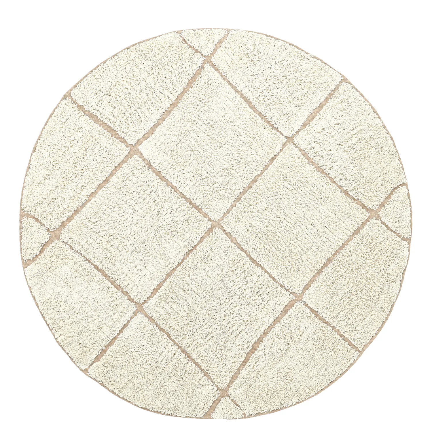 Okrągły dywan - Bellevue Natural Cotton Shaggy (złamana biel/beż)