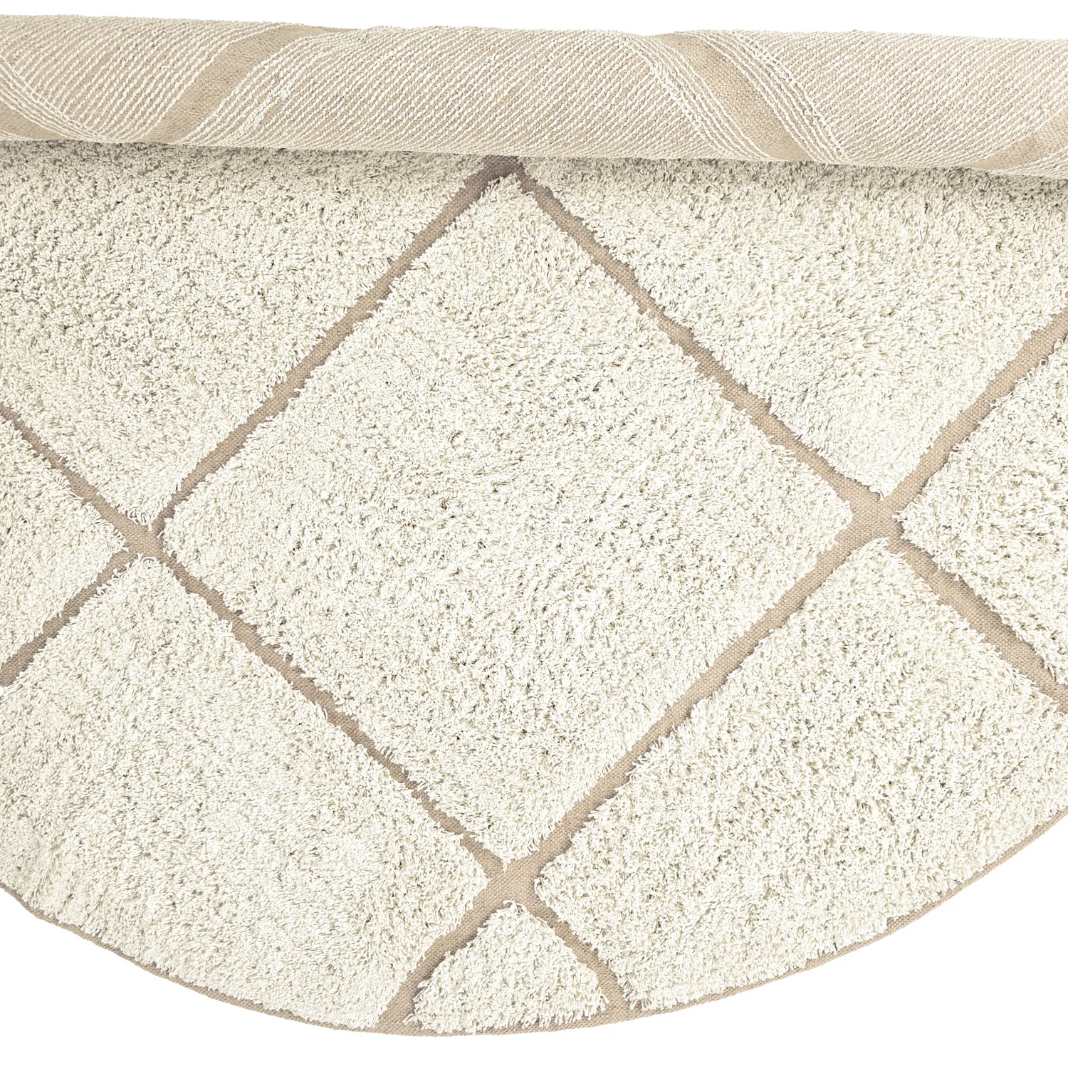 Okrągły dywan - Bellevue Natural Cotton Shaggy (złamana biel/beż)