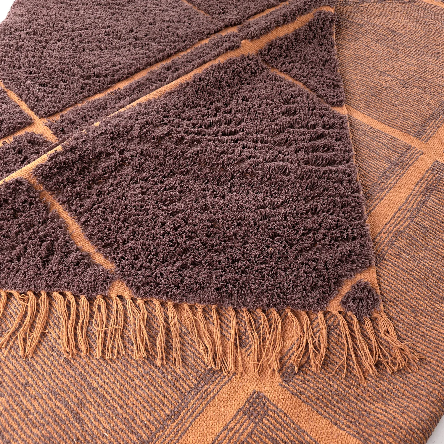 Dywany shaggy - Bellevue Natural Cotton Shaggy (czerwony/pomarańczowy)