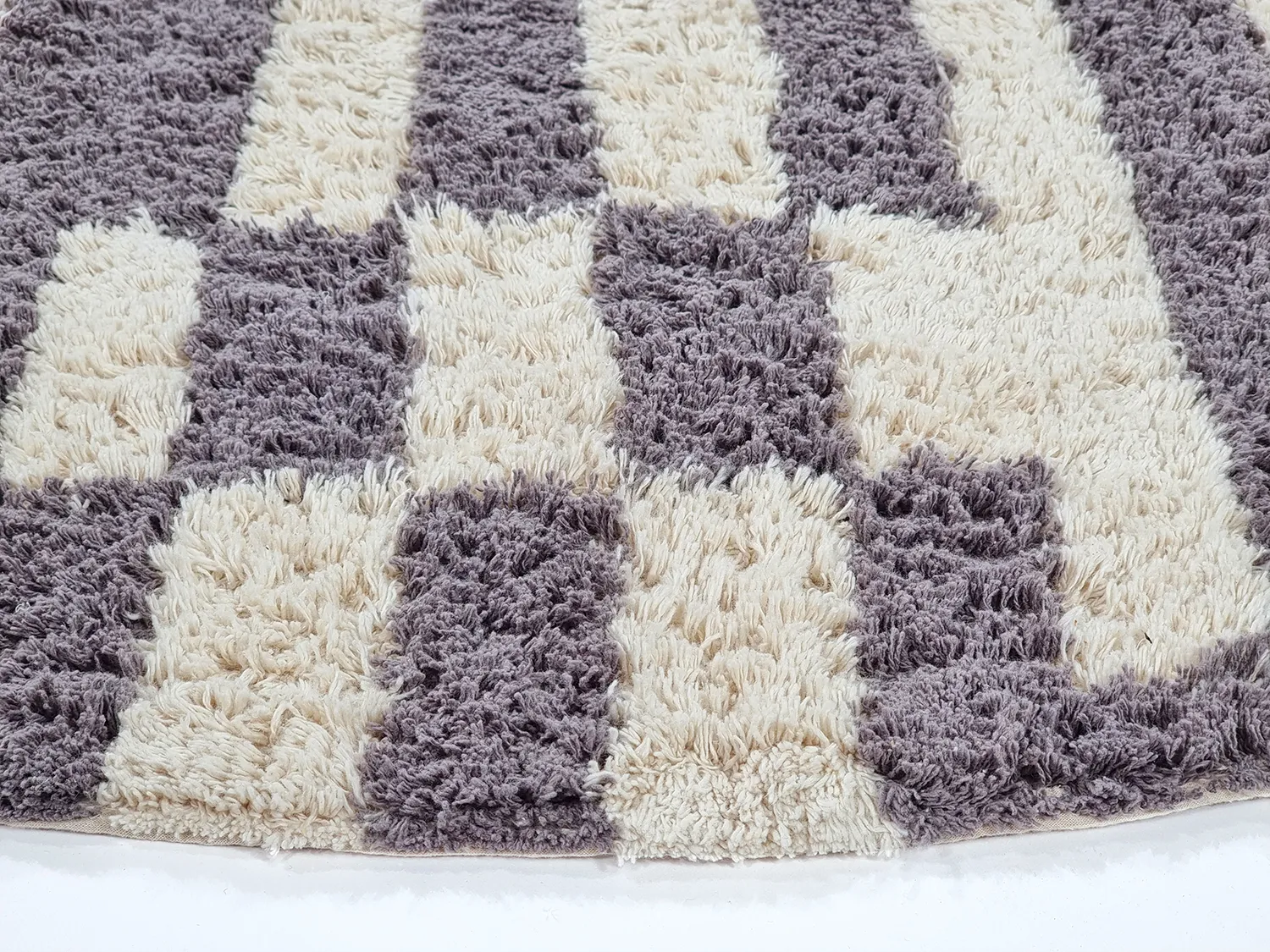 Okrągły dywan - Bergamo Natural Cotton Shaggy (szary/biały)