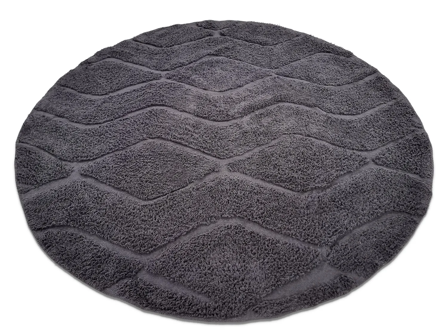 Okrągły dywan - Brynn Natural Cotton Shaggy (czarny)