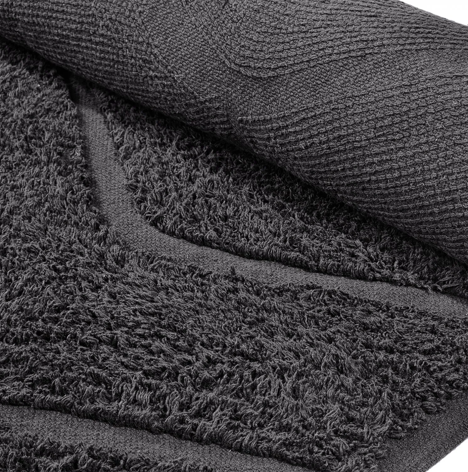 Okrągły dywan - Brynn Natural Cotton Shaggy (czarny)