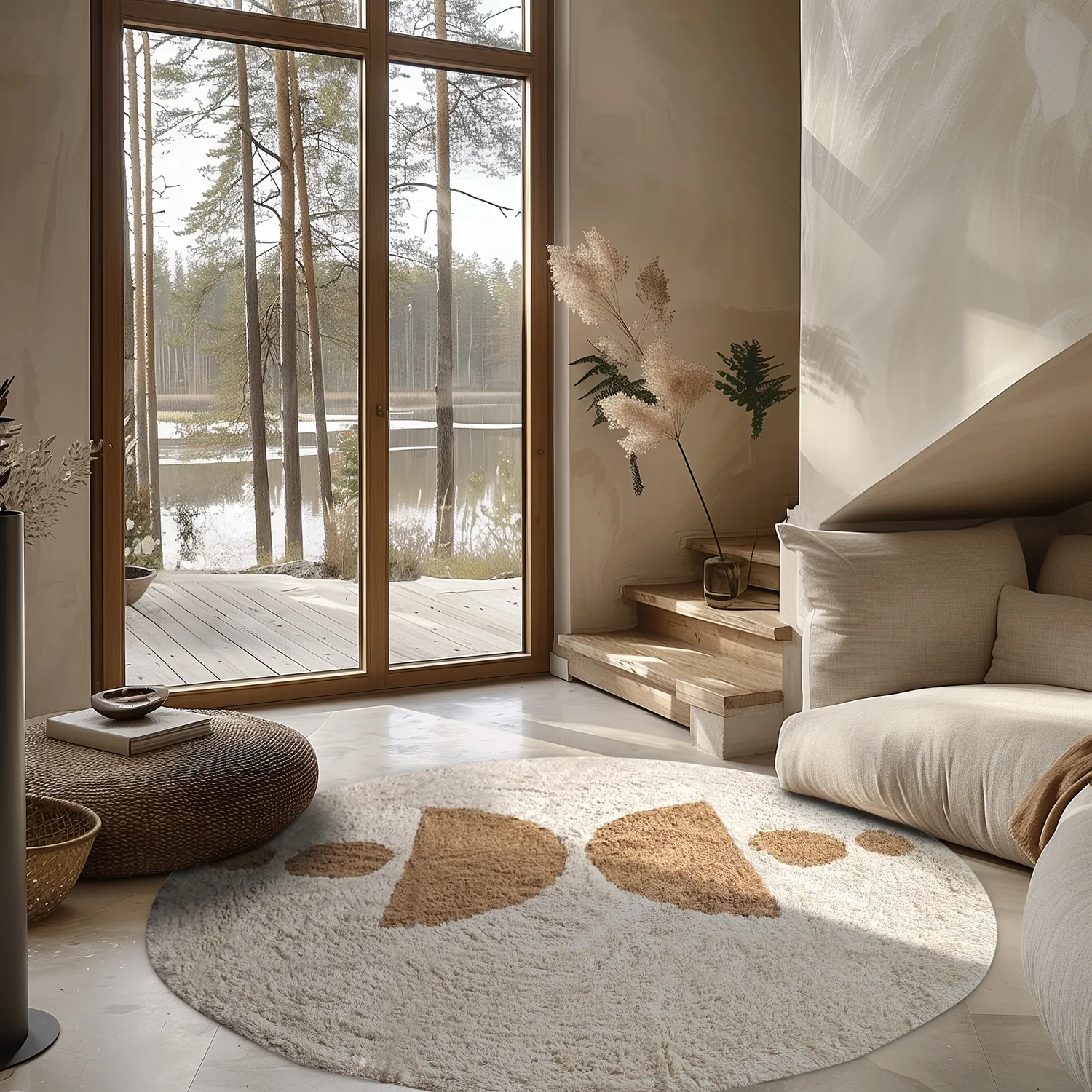 Okrągły dywan - Cervia Natural Cotton Shaggy (beżowy)
