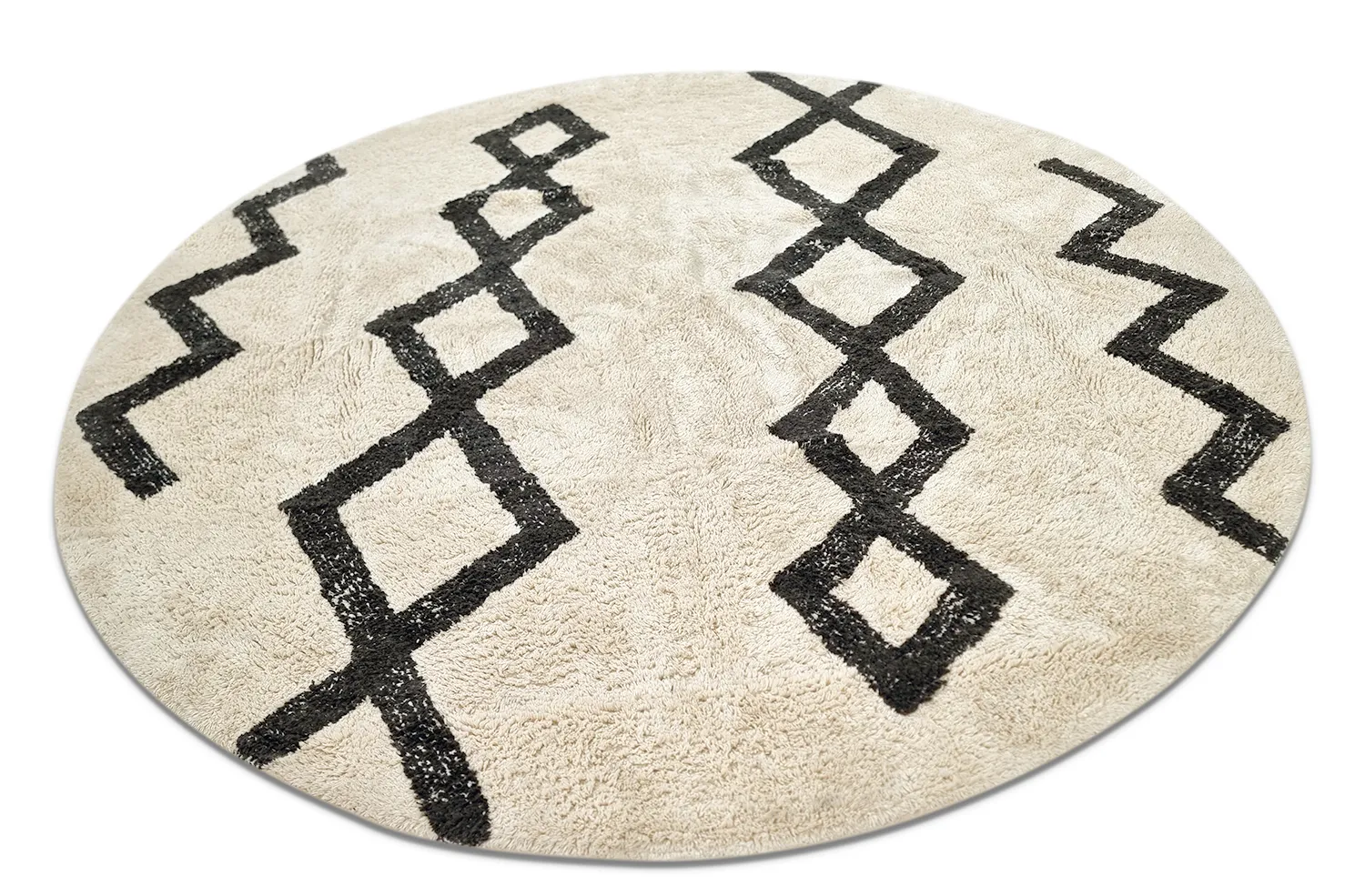 Okrągły dywan - Chablis Natural Cotton Shaggy (offwhite/czarny)