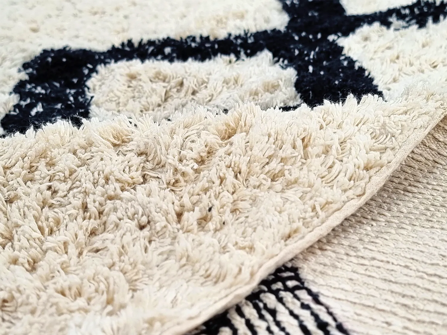 Okrągły dywan - Chablis Natural Cotton Shaggy (offwhite/czarny)