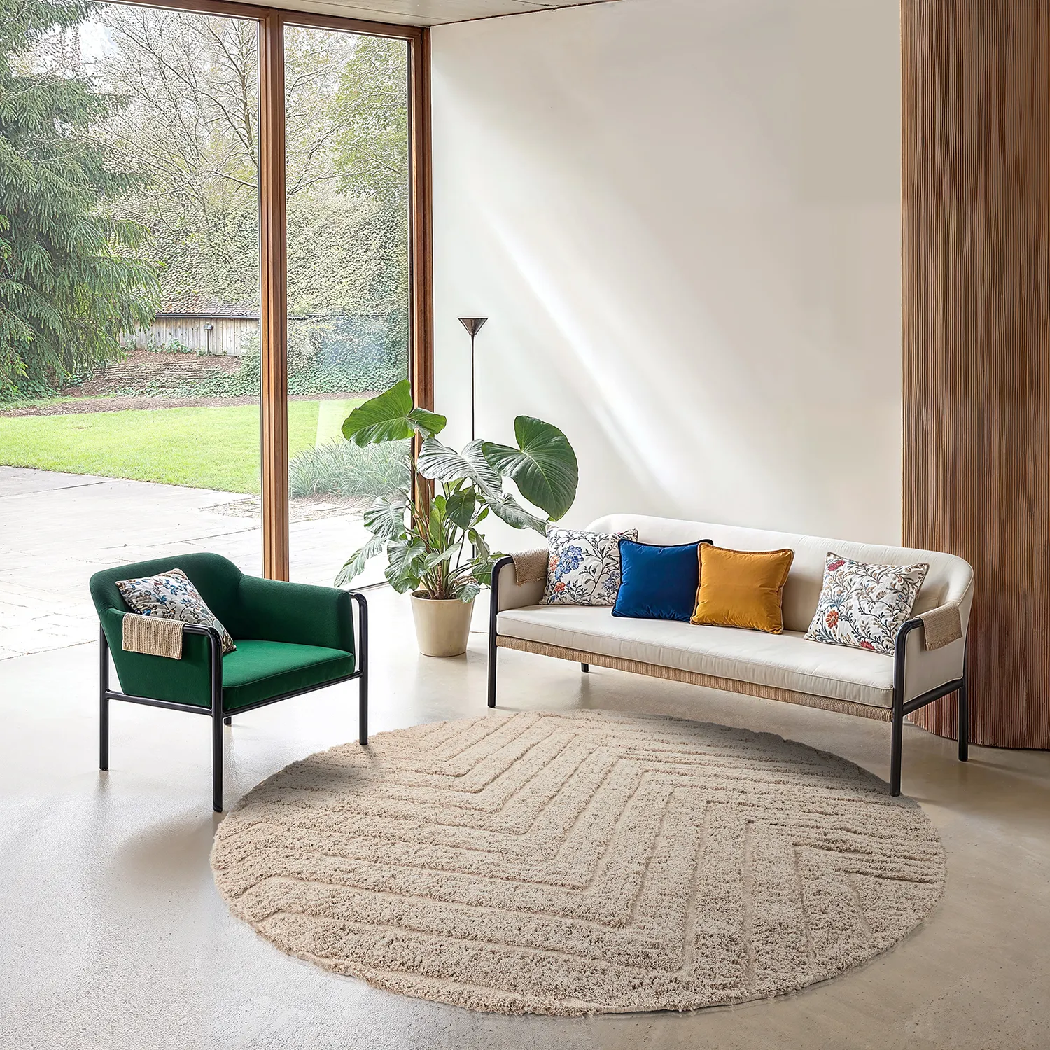 Okrągły dywan - Conara Natural Cotton Shaggy (beżowy)