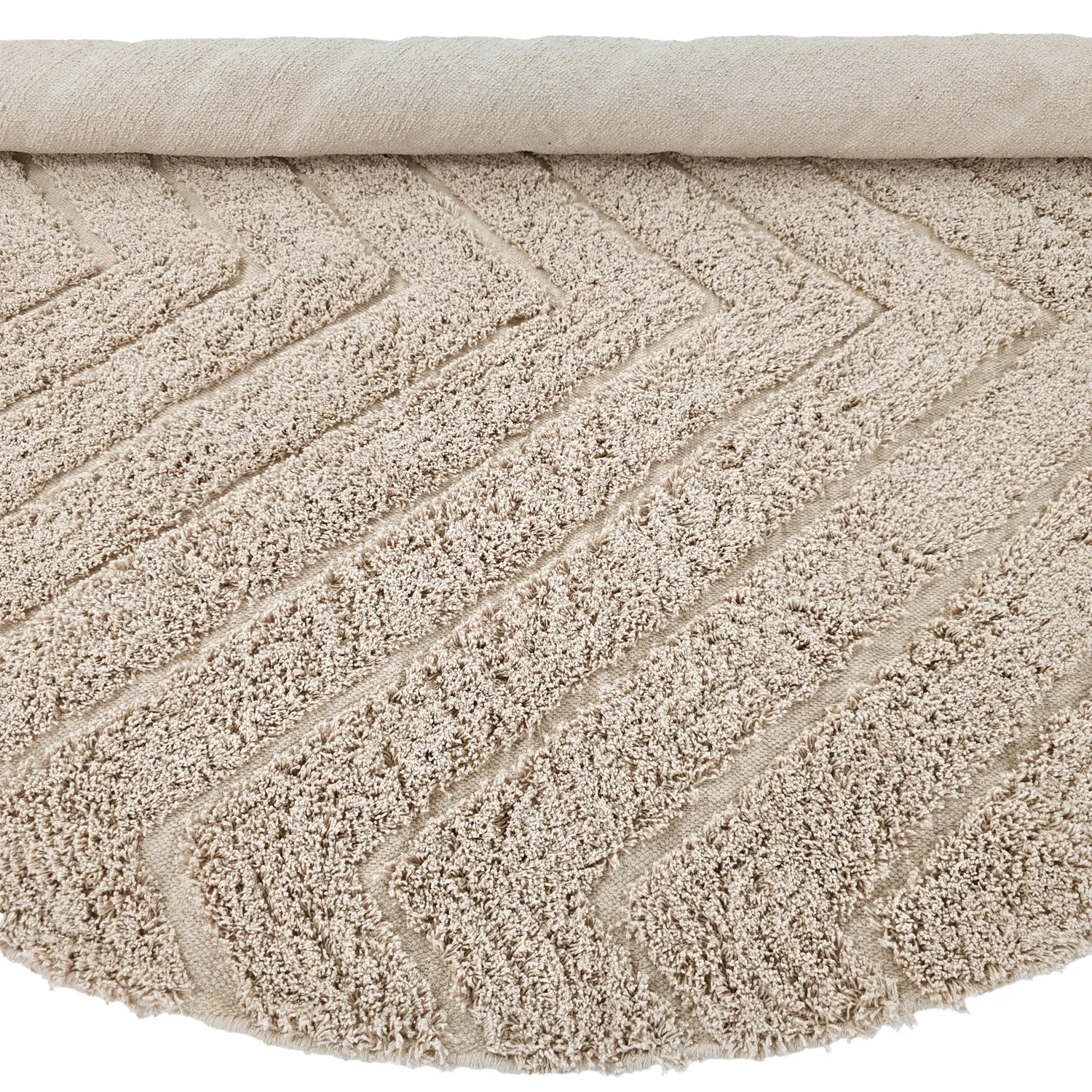 Okrągły dywan - Conara Natural Cotton Shaggy (beżowy)