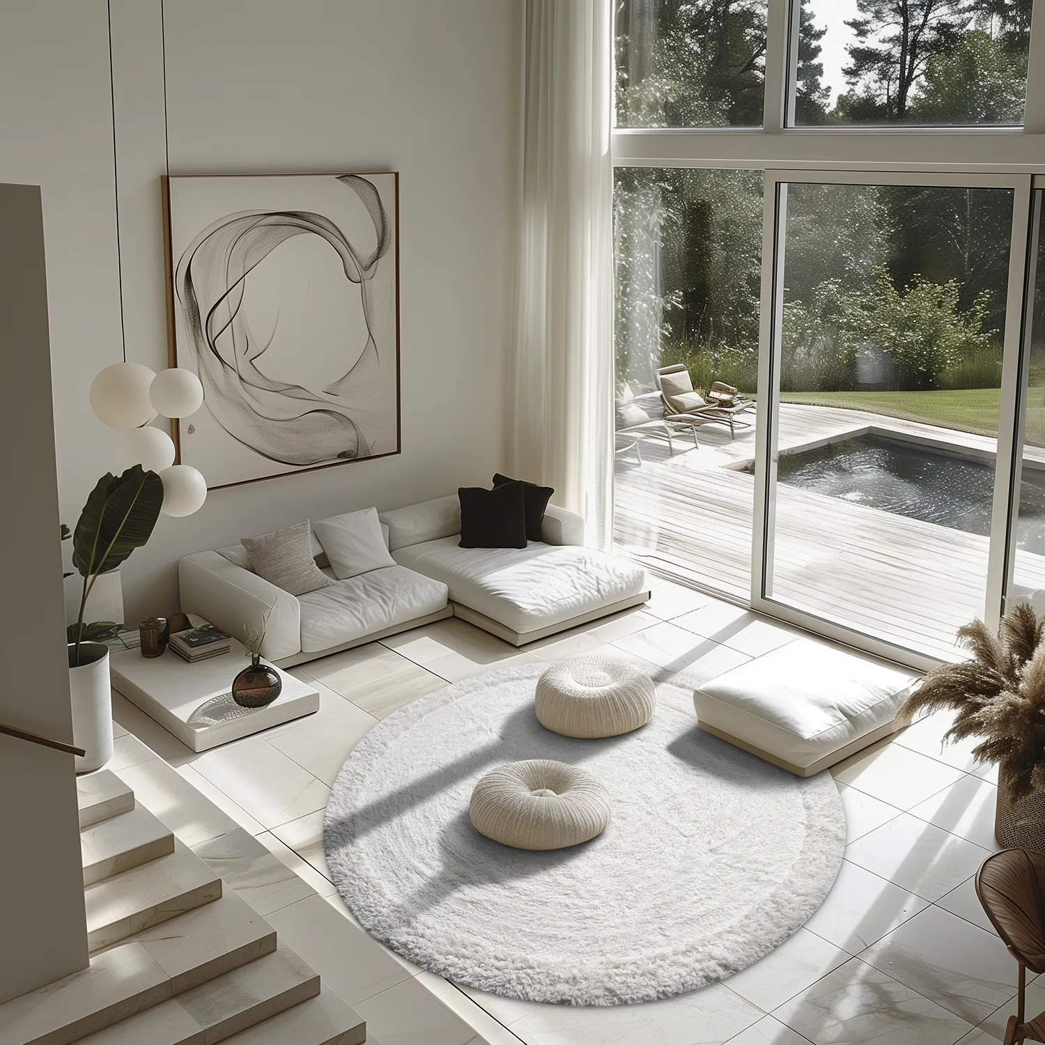 Okrągły dywan - Ebba Natural Cotton Shaggy (offwhite)