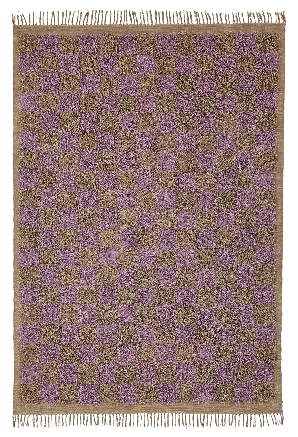 Dywany shaggy - Elsey Natural Cotton Shaggy (brązowy/fioletowy)