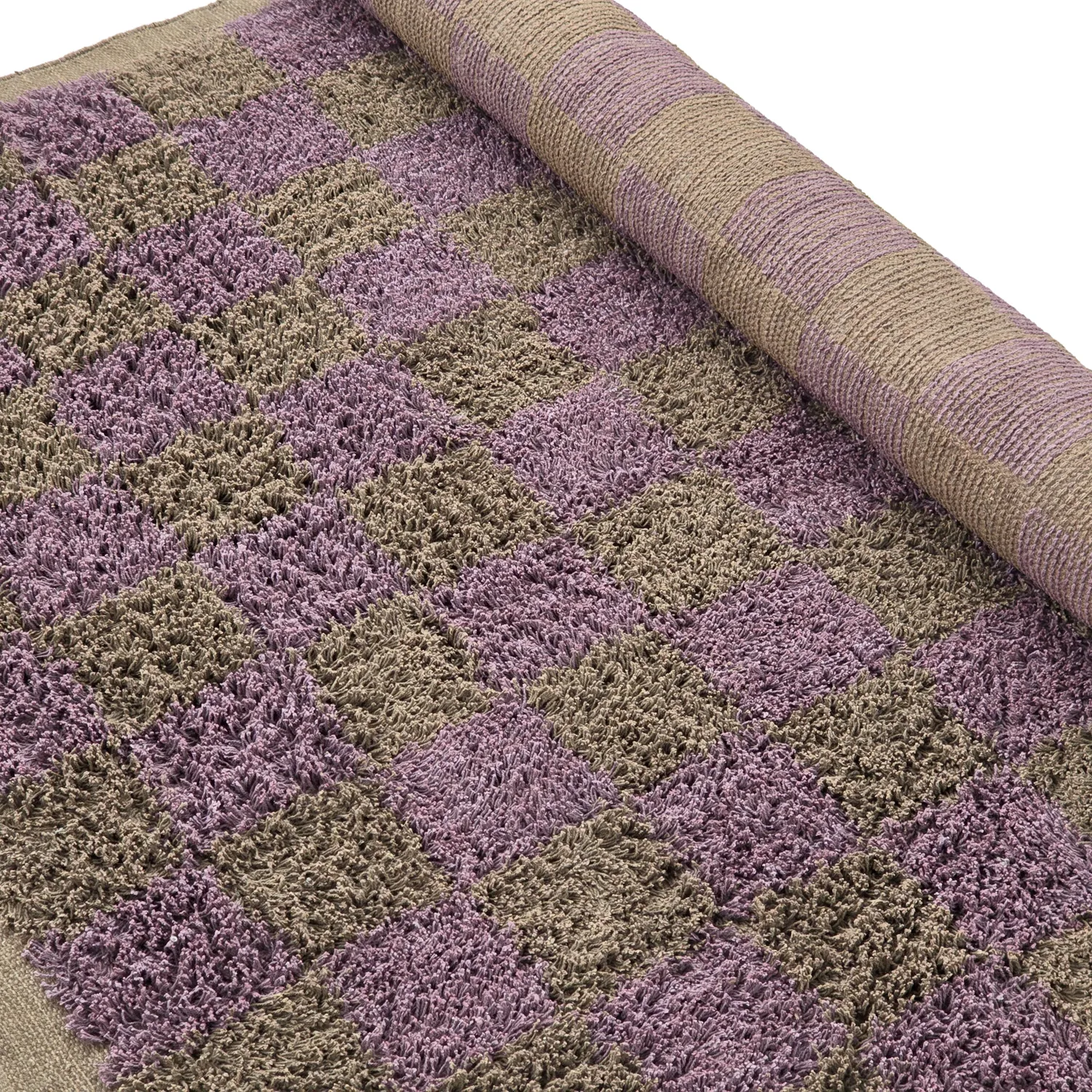 Dywany shaggy - Elsey Natural Cotton Shaggy (brązowy/fioletowy)