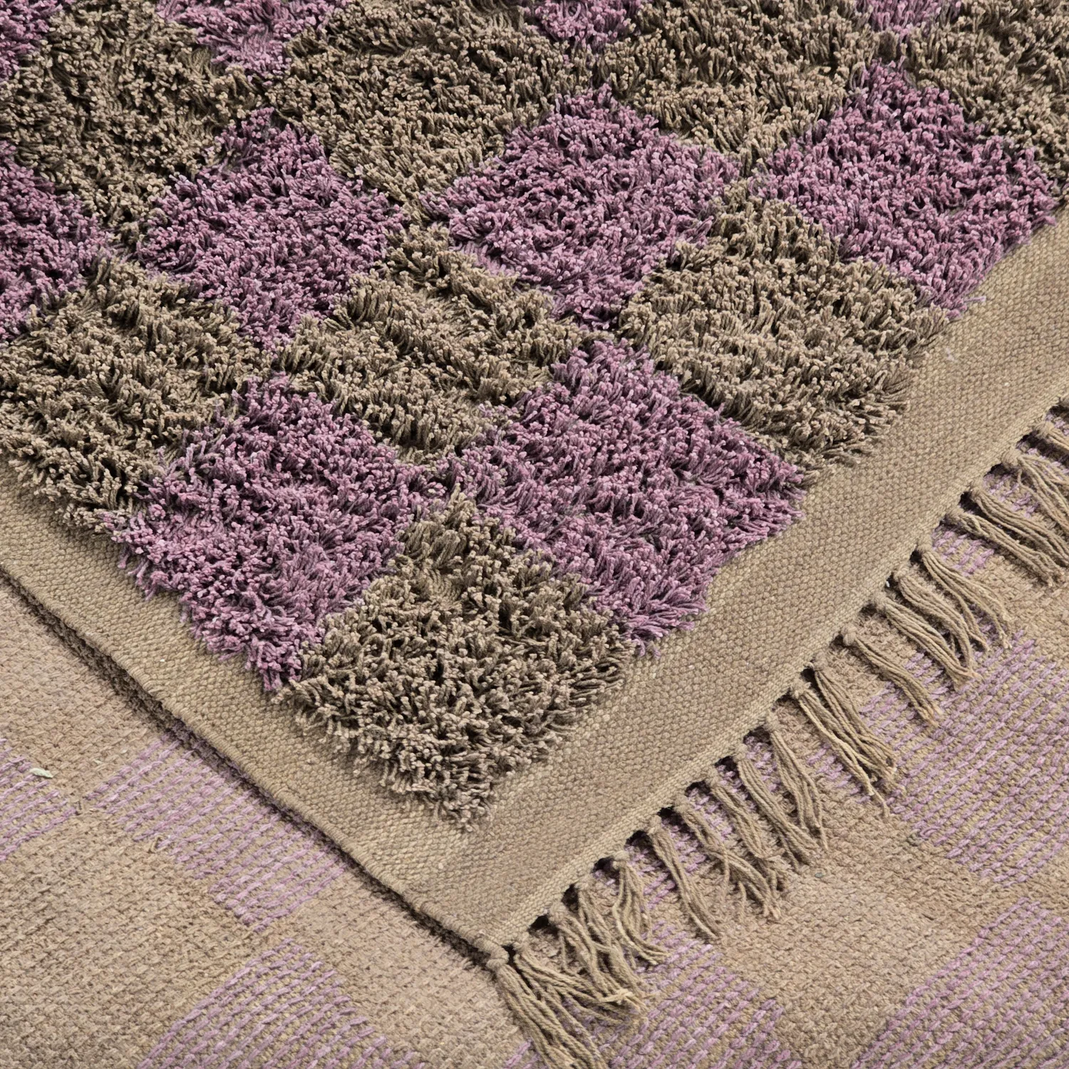 Dywany shaggy - Elsey Natural Cotton Shaggy (brązowy/fioletowy)