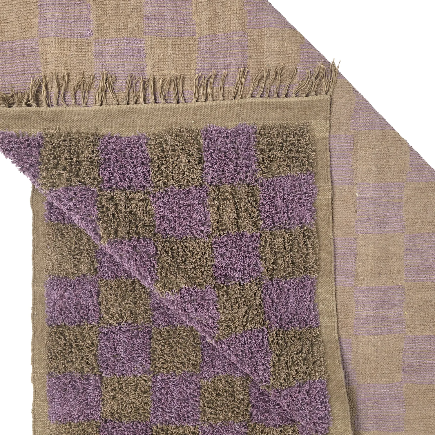 Dywany shaggy - Elsey Natural Cotton Shaggy (brązowy/fioletowy)