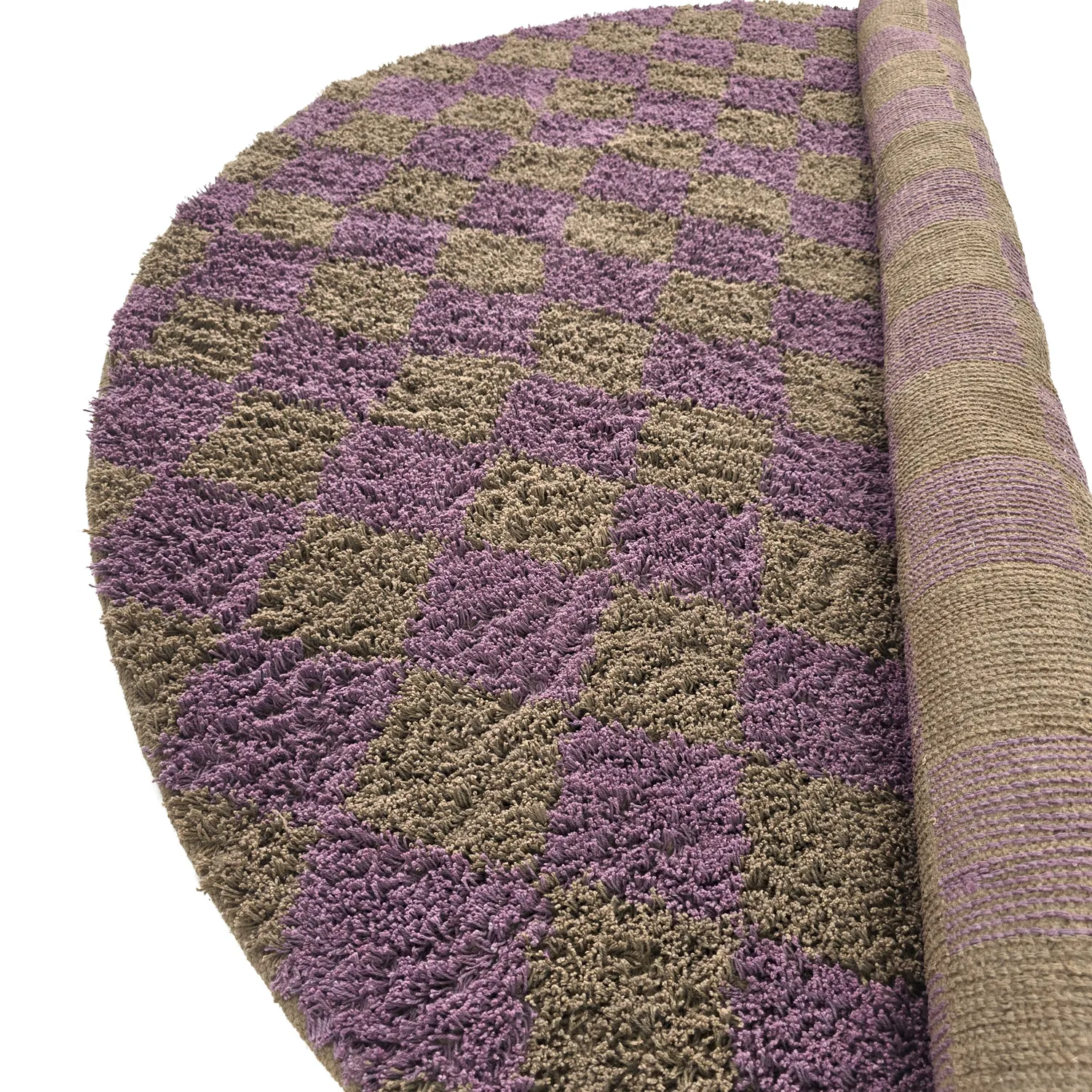 Okrągły dywan - Elsey Natural Cotton Shaggy (brązowy/fioletowy)