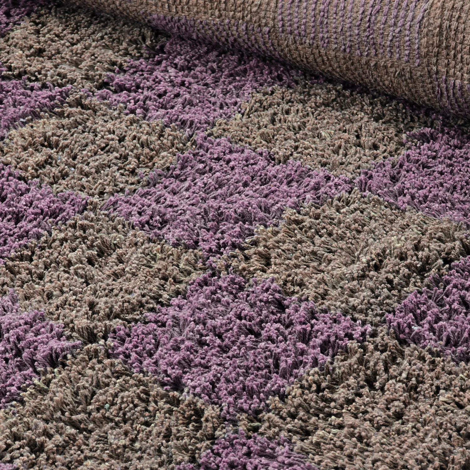 Okrągły dywan - Elsey Natural Cotton Shaggy (brązowy/fioletowy)