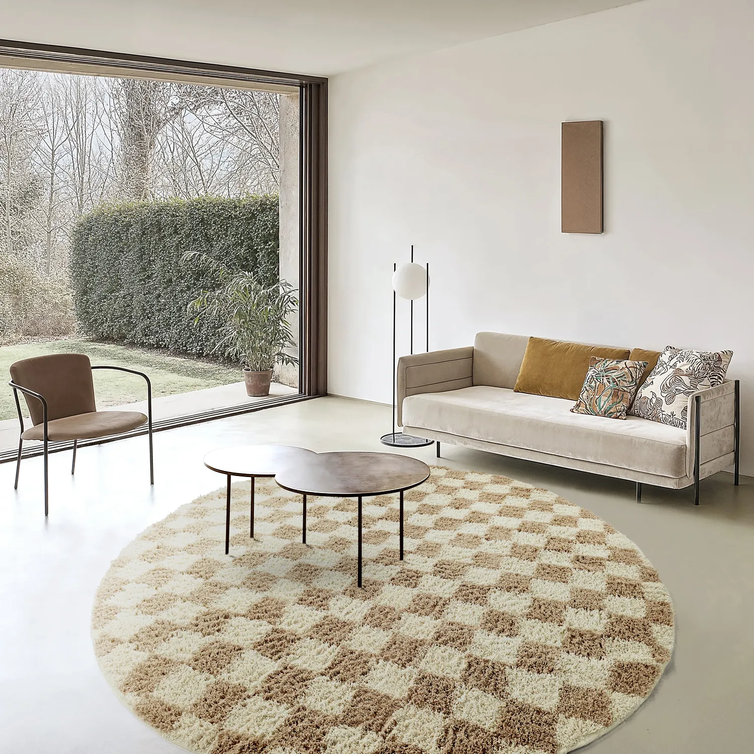 Okrągły dywan - Elsey Natural Cotton Shaggy (krem/piasek)