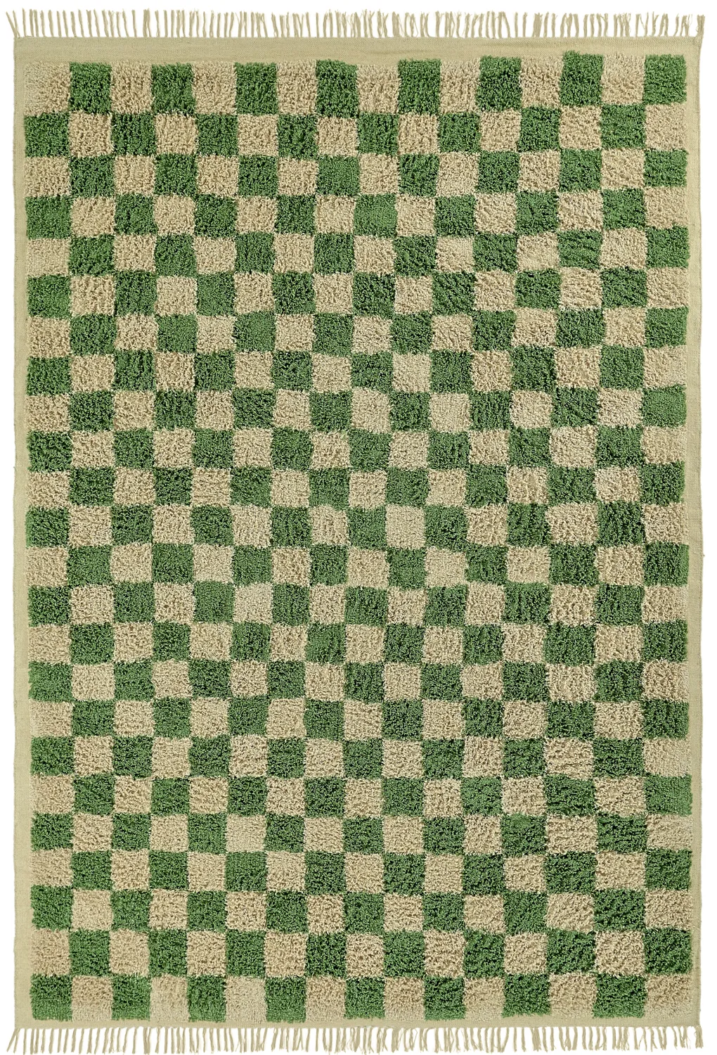 Dywany shaggy - Elsey Natural Cotton Shaggy (zielony/beżowy)