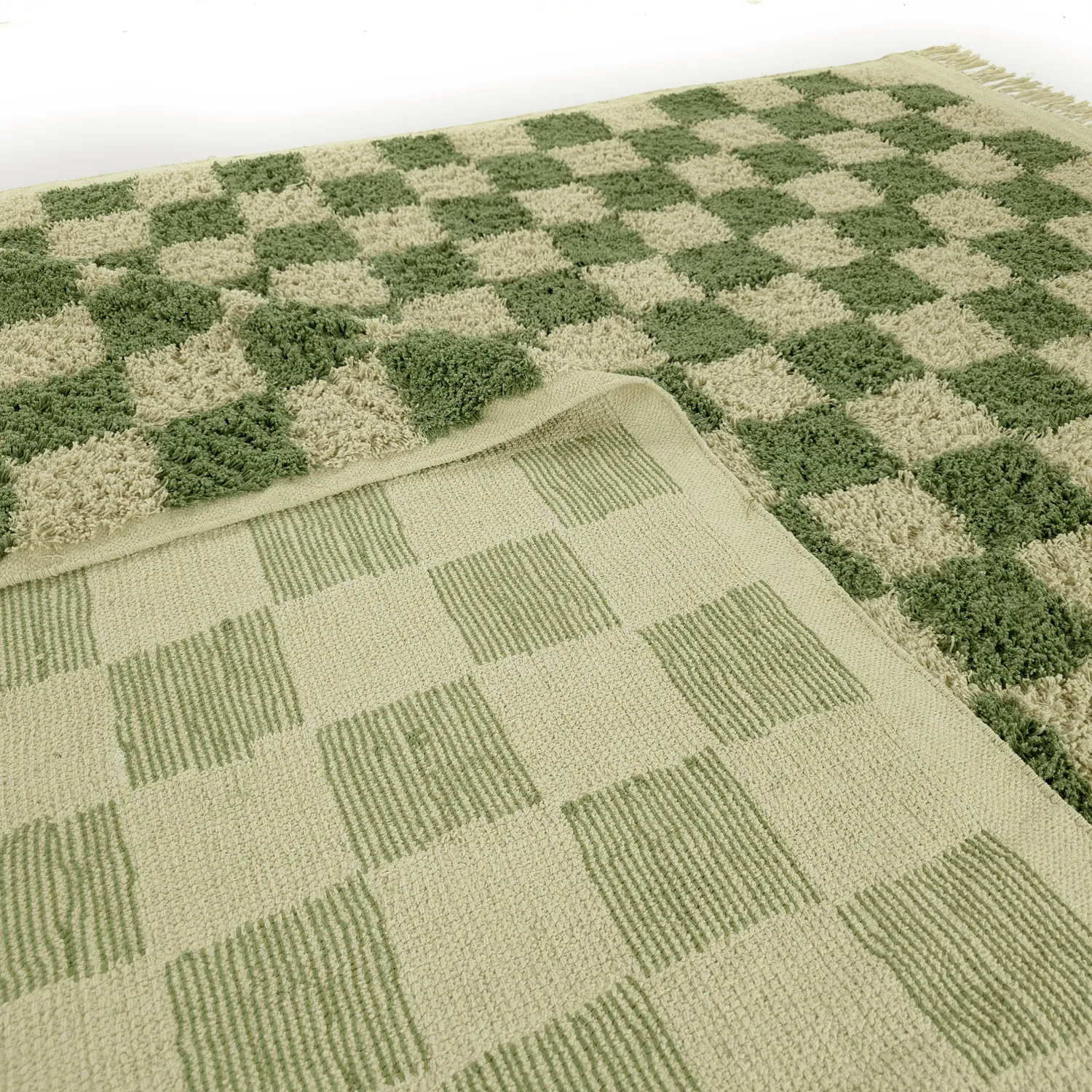 Dywany shaggy - Elsey Natural Cotton Shaggy (zielony/beżowy)