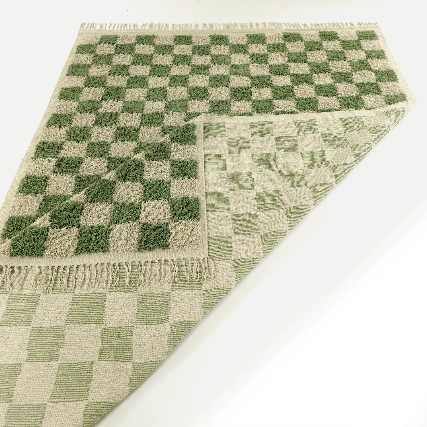 Dywany shaggy - Elsey Natural Cotton Shaggy (zielony/beżowy)