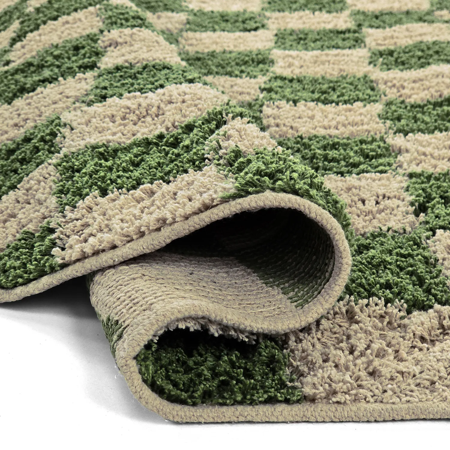 Okrągły dywan - Elsey Natural Cotton Shaggy (zielony/beżowy)