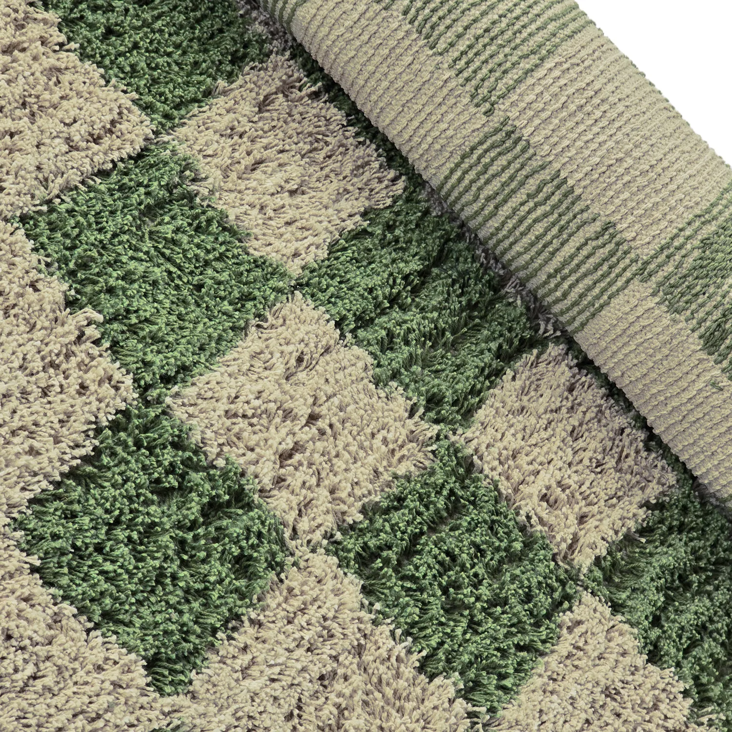 Okrągły dywan - Elsey Natural Cotton Shaggy (zielony/beżowy)
