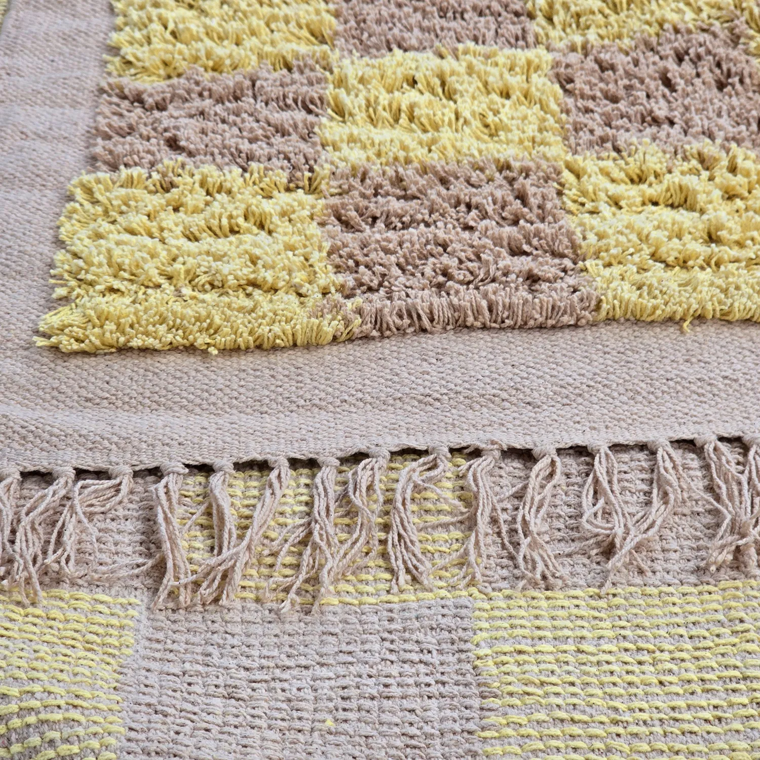 Dywany shaggy - Elsey Natural Cotton Shaggy (żółty/beżowy)