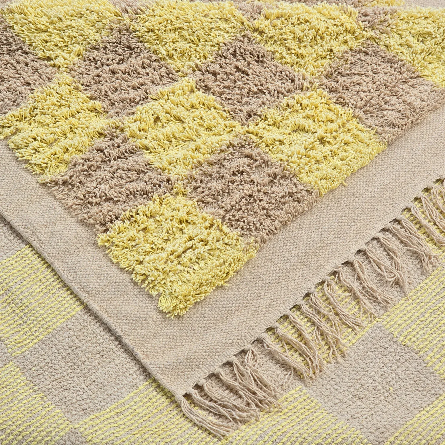Dywany shaggy - Elsey Natural Cotton Shaggy (żółty/beżowy)