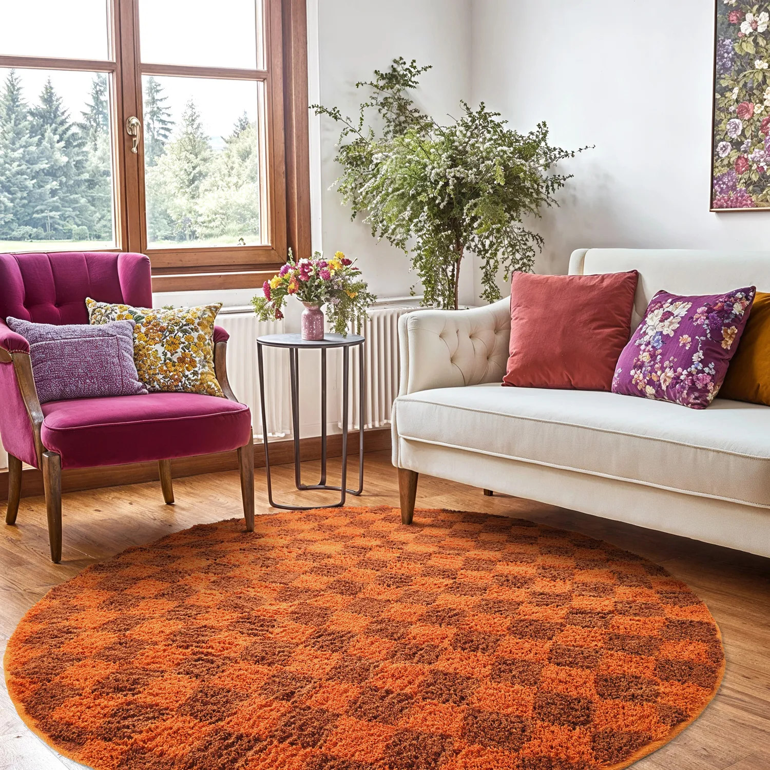 Okrągły dywan - Elsey Natural Cotton Shaggy (pomarańczowy/czerwony)
