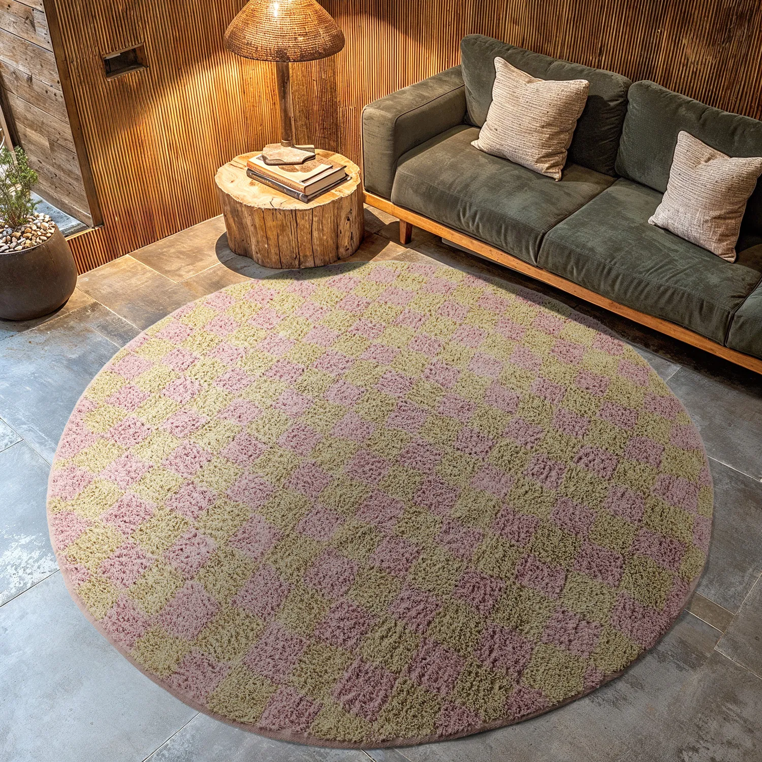 Okrągły dywan - Elsey Natural Cotton Shaggy (różowy/pomarańczowy)