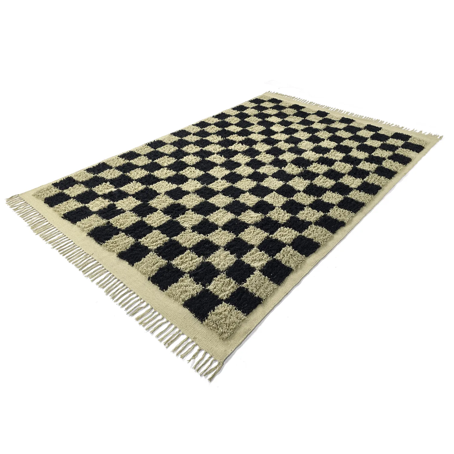 Dywany shaggy - Elsey Natural Cotton Shaggy (czarny/beżowy)