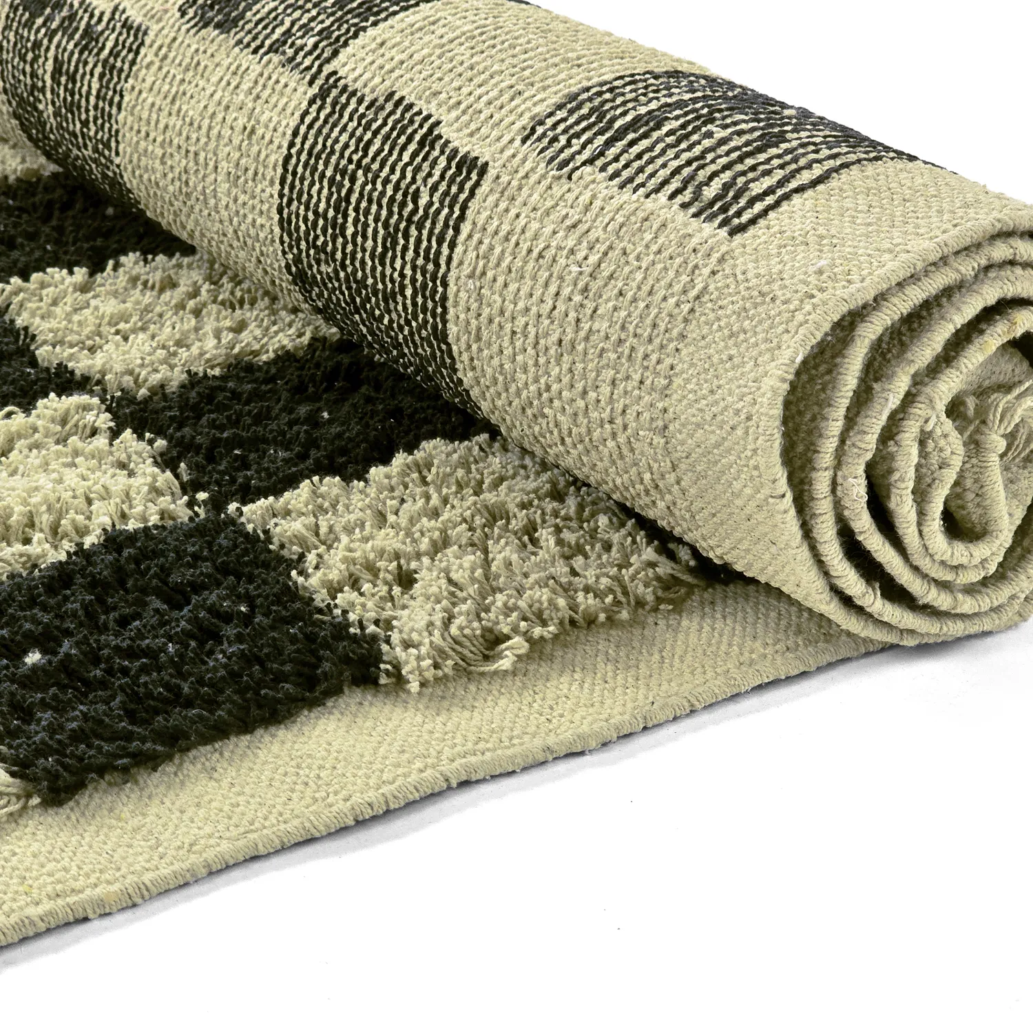 Dywany shaggy - Elsey Natural Cotton Shaggy (czarny/beżowy)